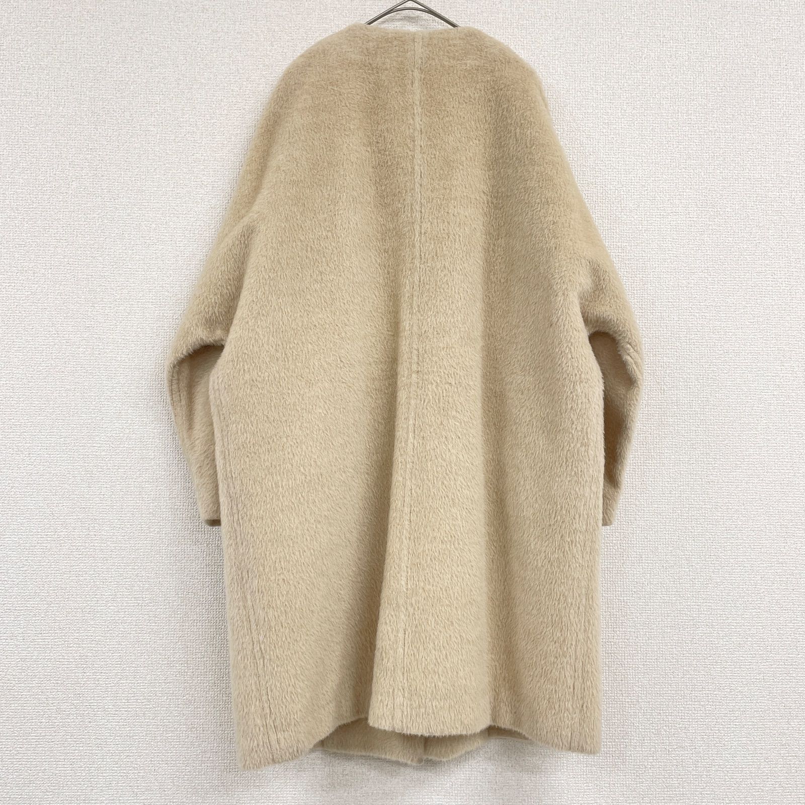 AGNONA アニオナ ノーカラーコート シャギー アルパカ ウール ベージュ