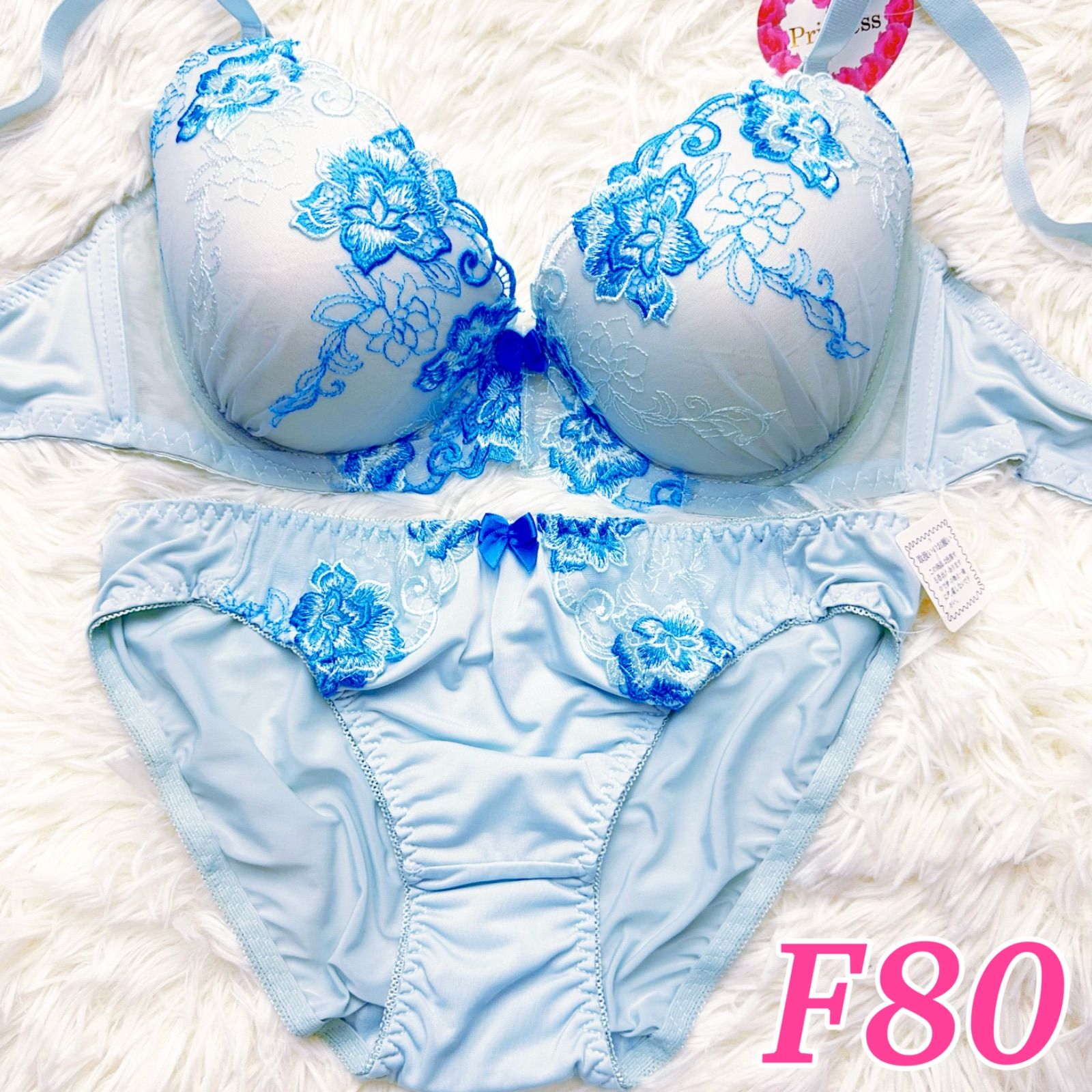 ブラショーツセット F80/LL 大きいサイズ グラマーサイズ 花柄刺繍