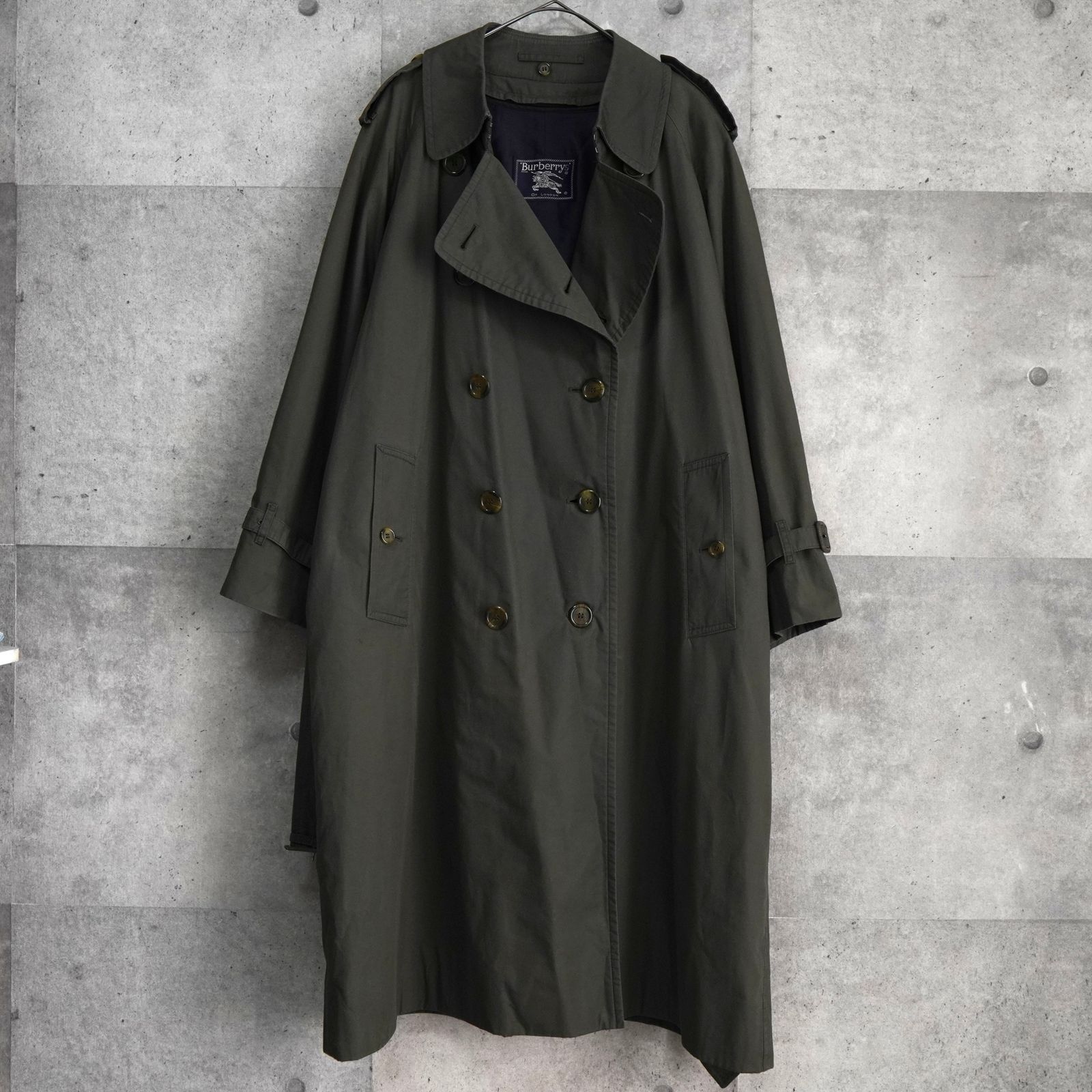 美品】バーバリー 80's ノバチェック トレンチ カーキ ロング丈