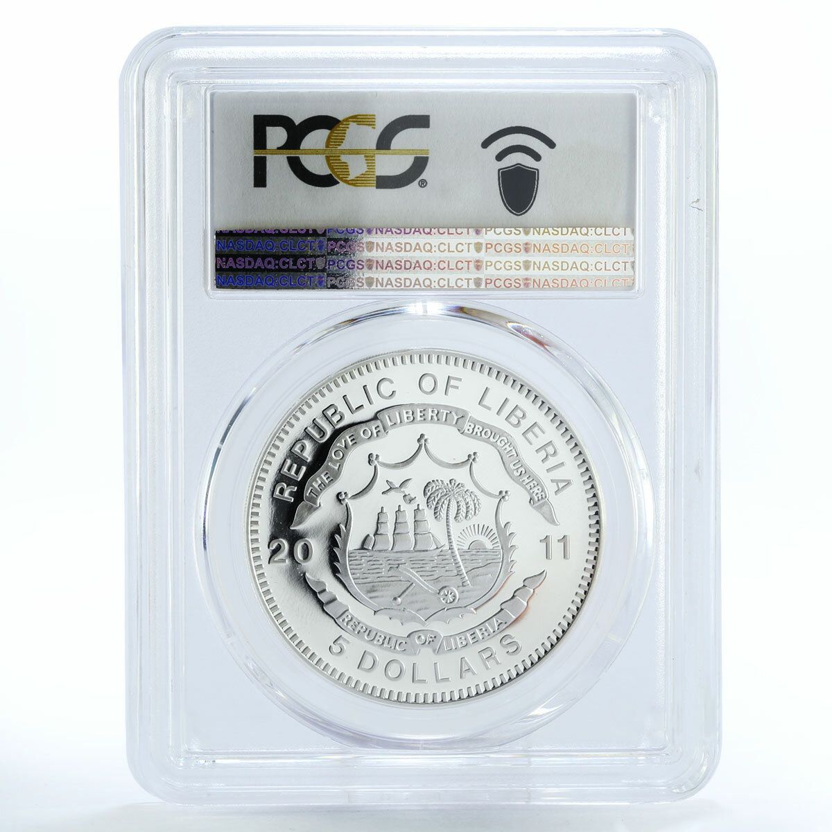 リベリア 5ドル マラード・トレイン・レイルロード PR69 PCGS 銀貨