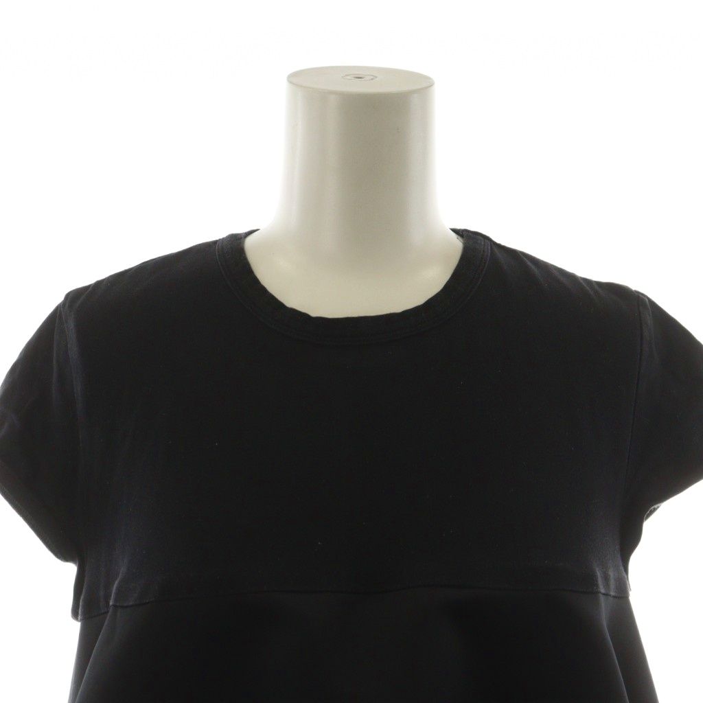 ヨーコチャン YOKO CHAN カットソー 半袖 切替 フレア 38 黒 ブラック