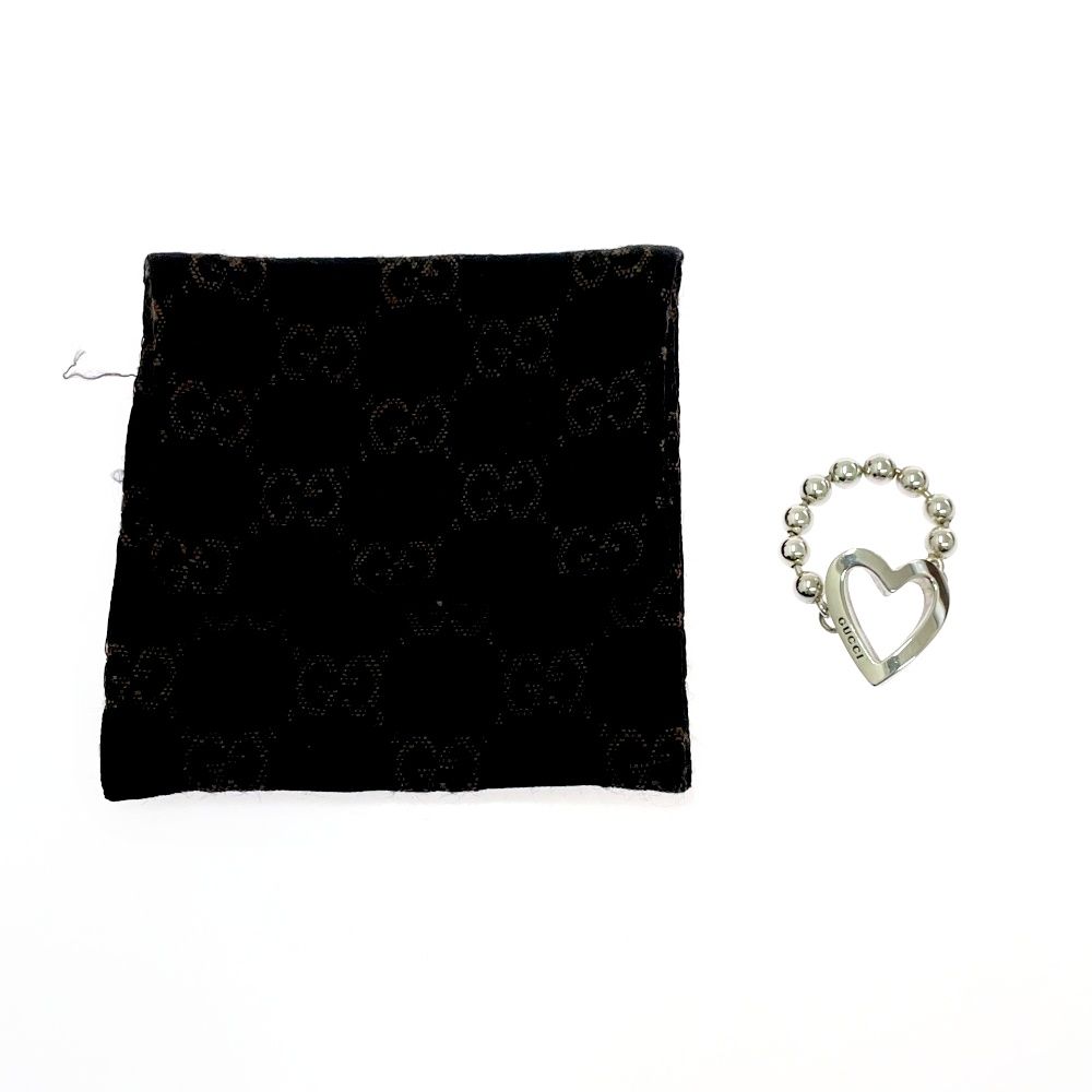 中古】【保存袋付き】 GUCCI グッチ シルバー ハート ボールチェーン