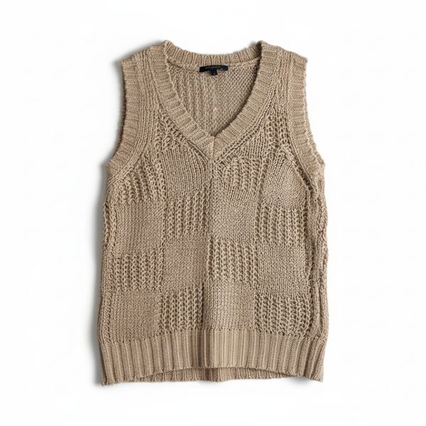 バーバリーロンドン BURBERRY LONDON ベスト Vネック ニット編み 麻100