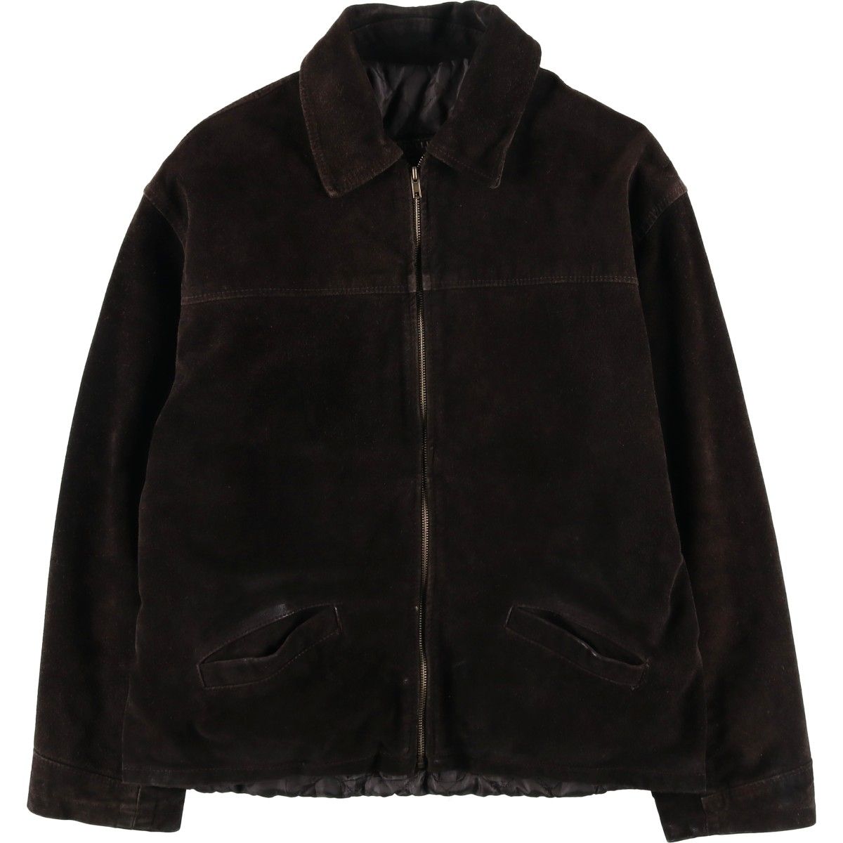 古着 スイングトップタイプ 中綿入り スエードレザーブルゾン