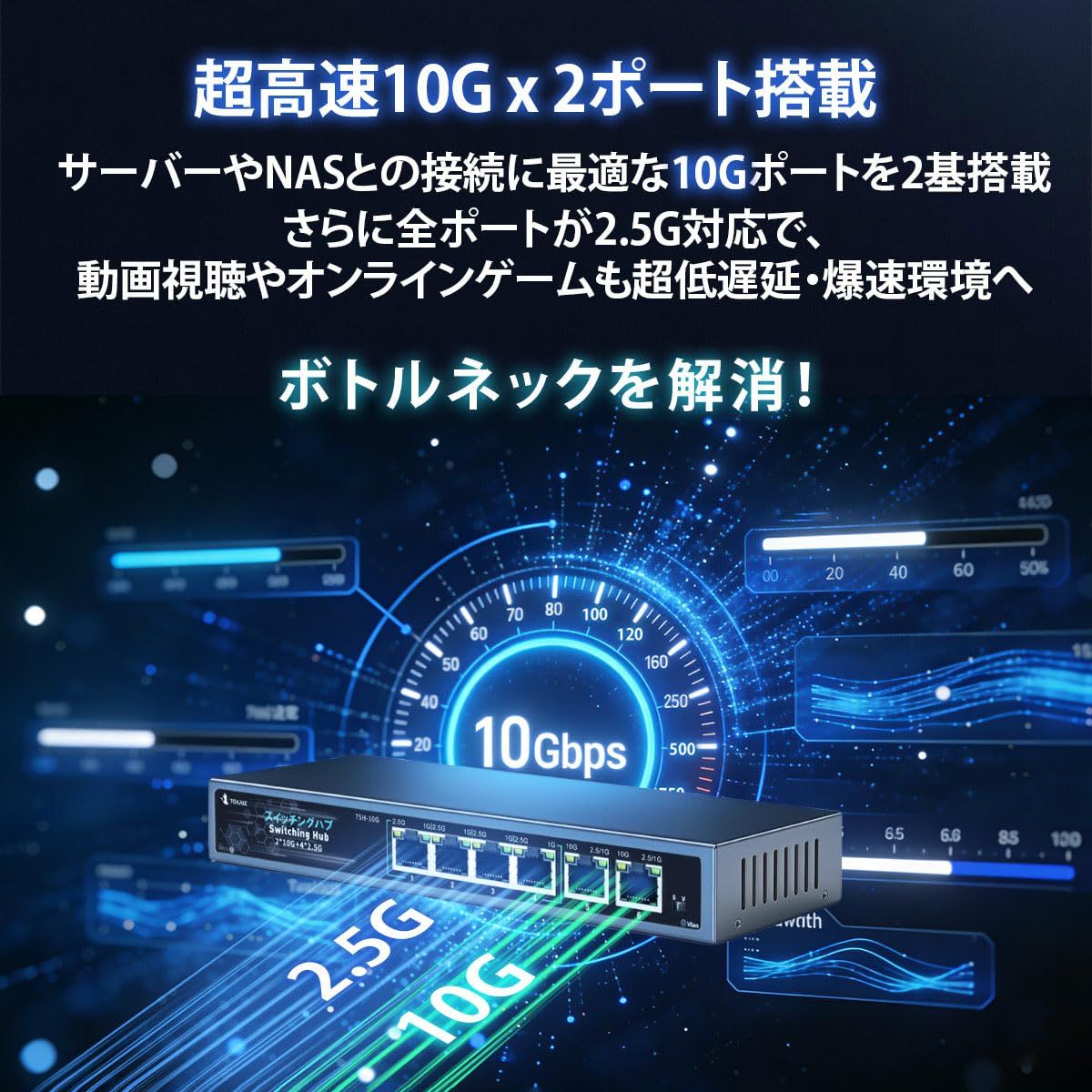 TOKAIZ（トカイズ） スイッチングハブ 2026年最新 10Gアップリンク 2
