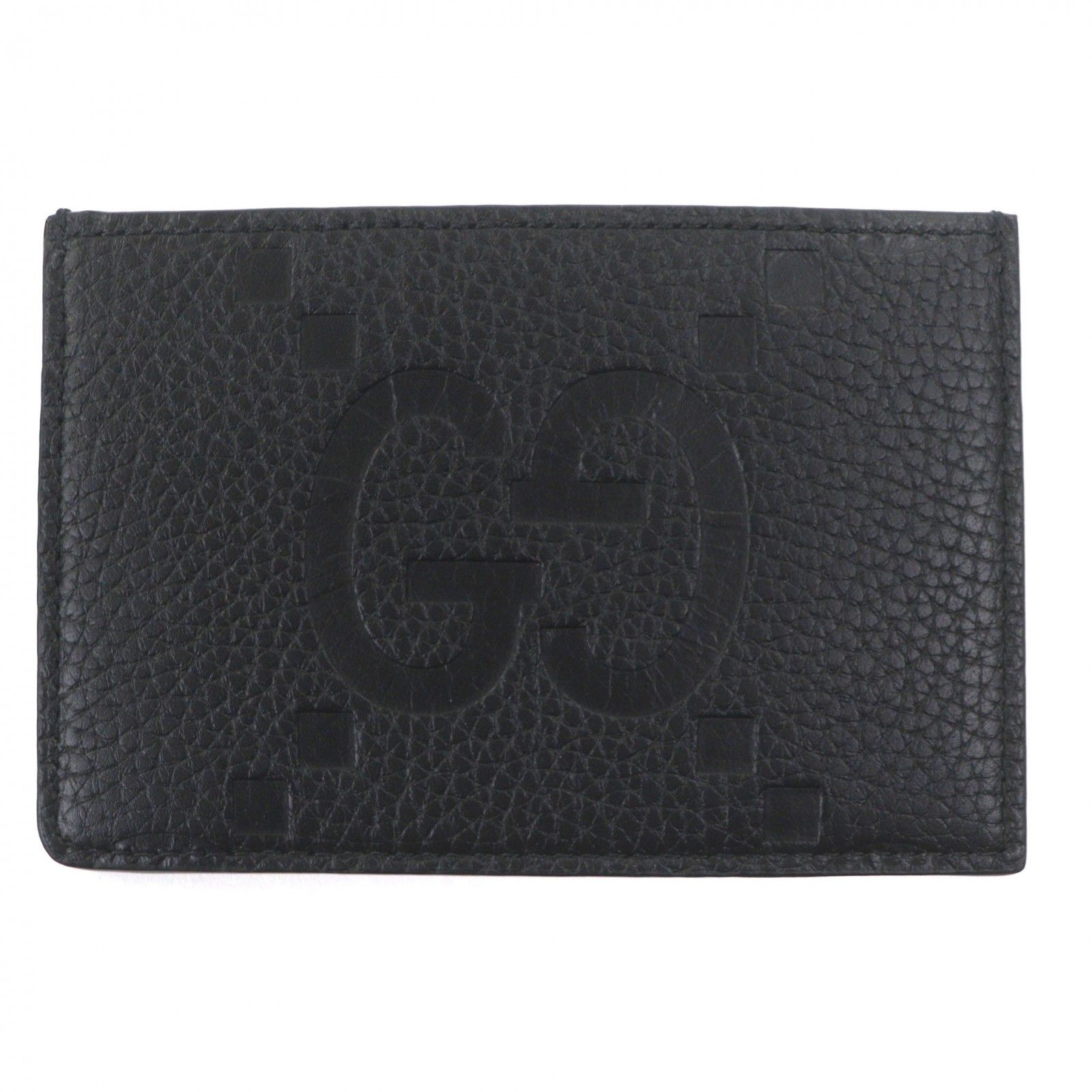 極美品▽GUCCI グッチ 812681 レザー ジャンボGG ロゴ型押し 名刺入れ