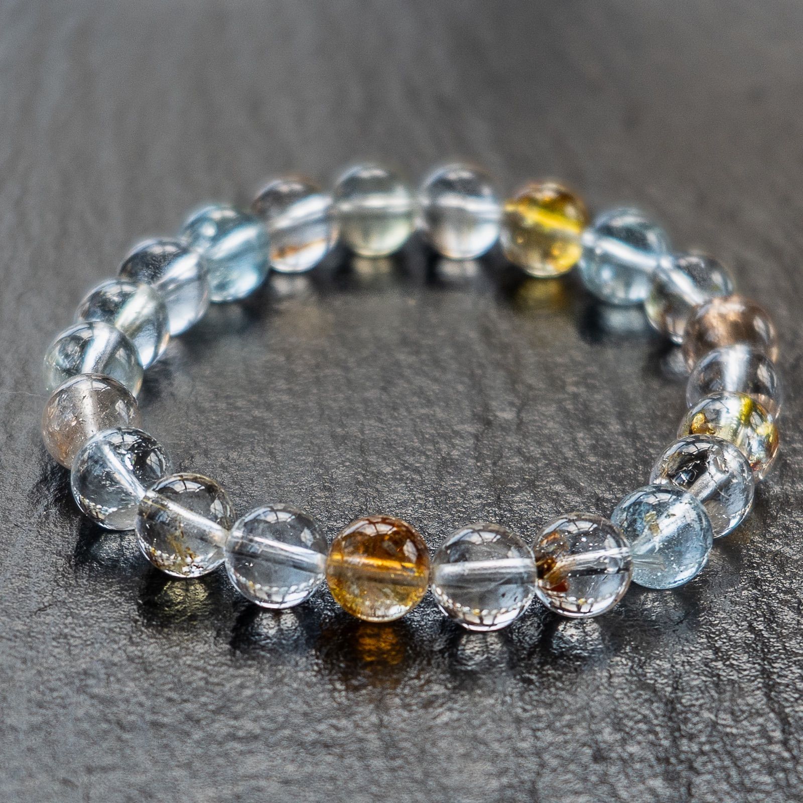 高透明 光彩を纏う清澄の雫 極美 ミックストパーズ 光波動ブレスレット