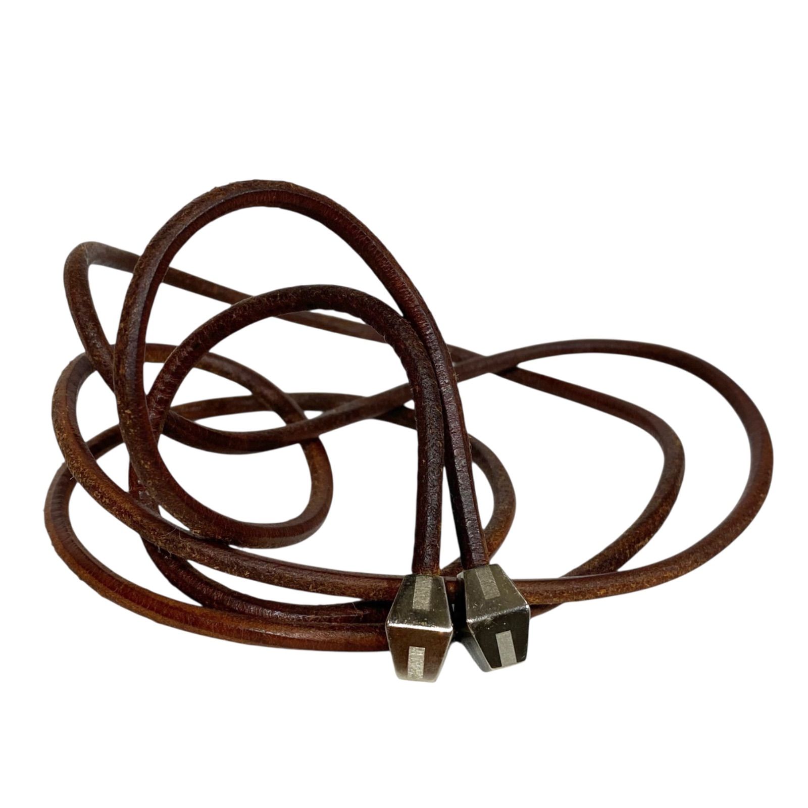 エルメス ラニエール レザーネックレス チョーカー シルバー金具 革紐