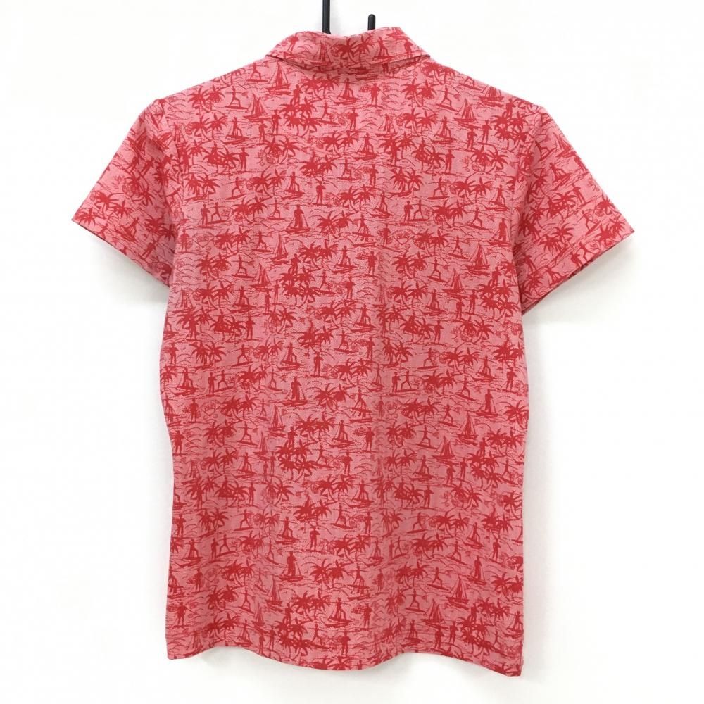 キャロウェイ 半袖ポロシャツ レッド ロゴネイビー 総柄 ヤシの木