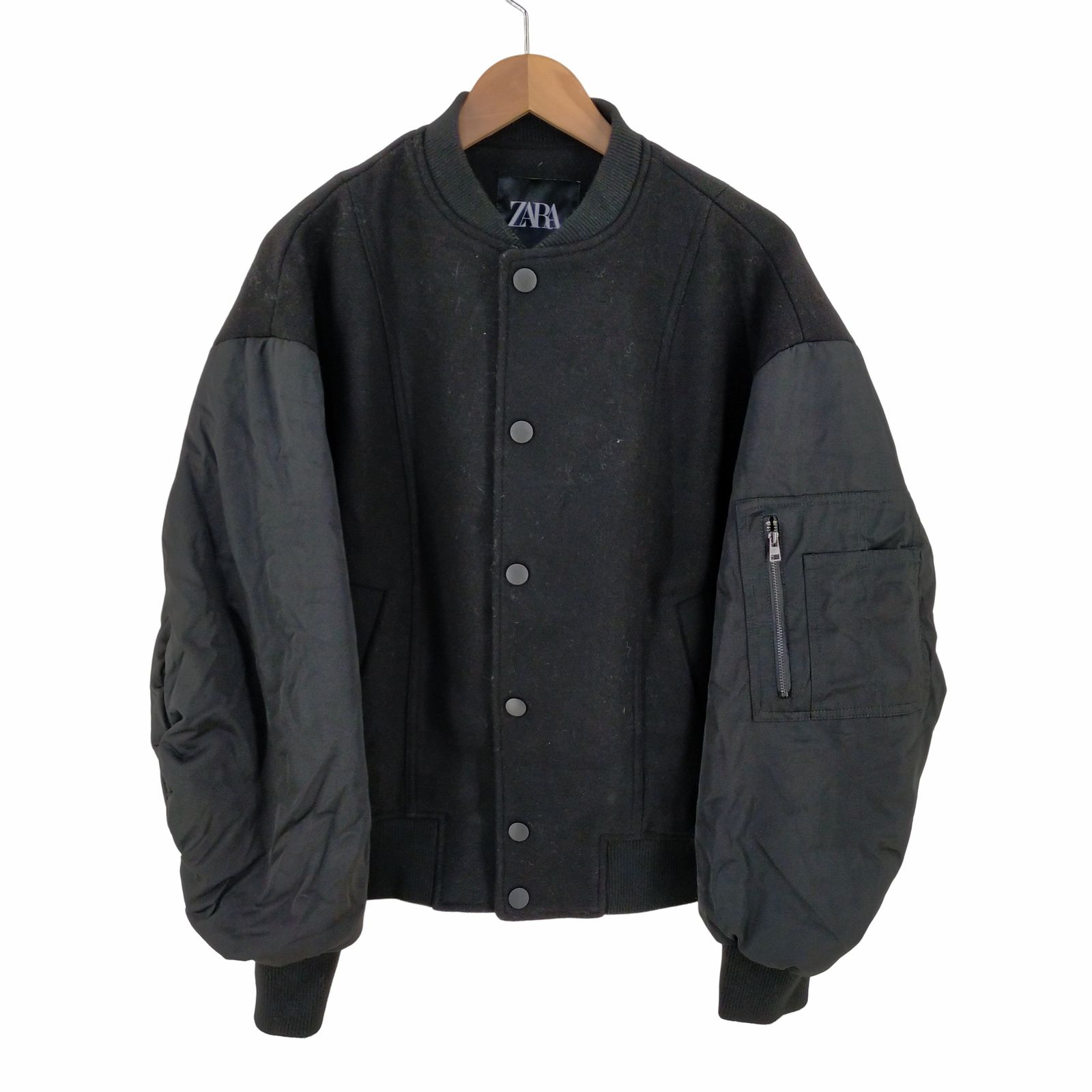 ザラ ZARA コンビ ボンバージャケット メンズ import：M - メルカリ