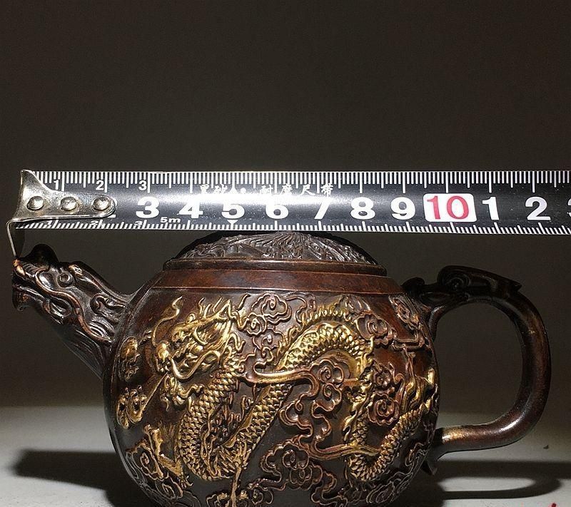 銅 細工 瓢簞龍鳳図茶壺 茶道具 香道具 装飾品 工芸品 置物 【公式通販】