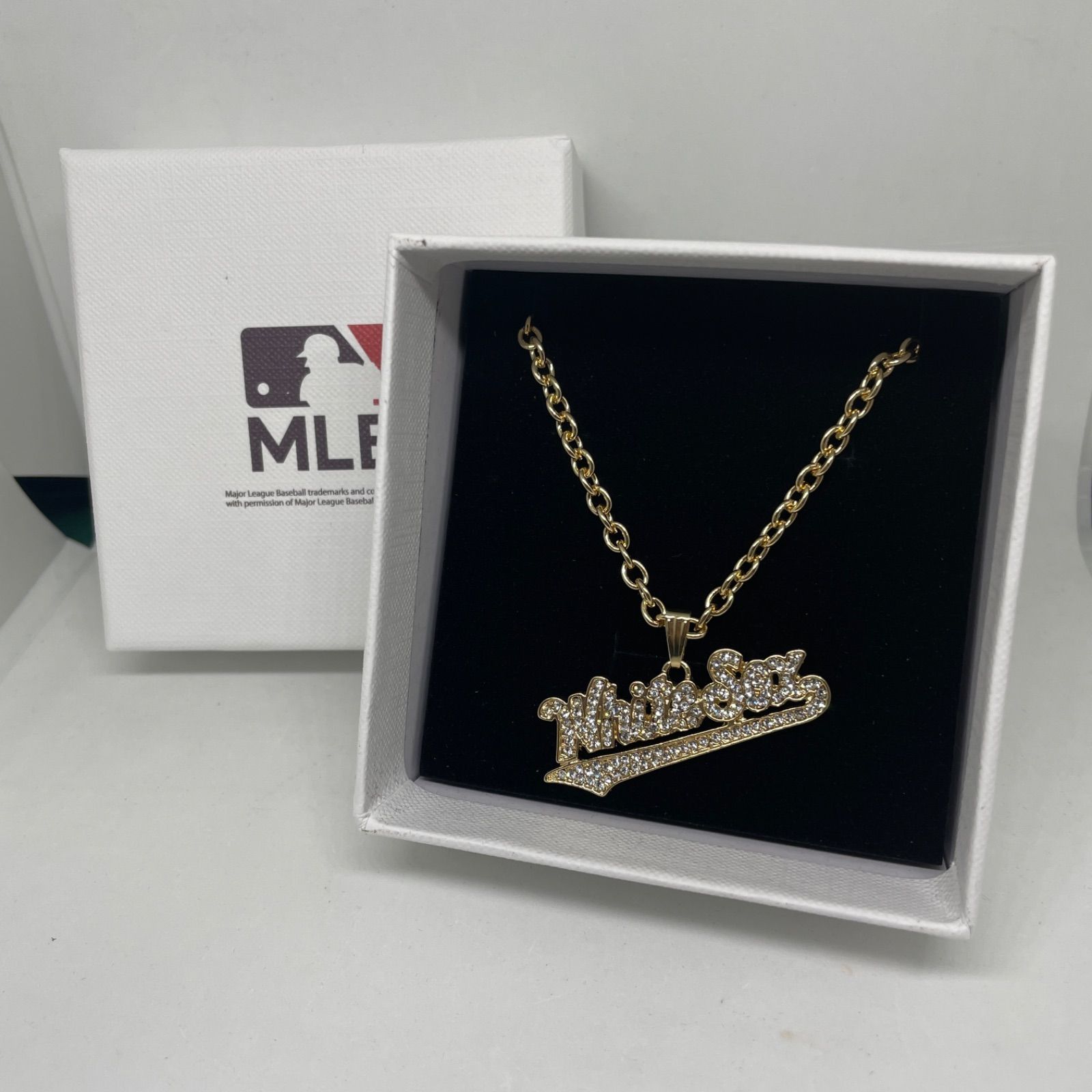 新品】シカゴ ホワイトソックス ジルコニア付き ネックレス ゴールド