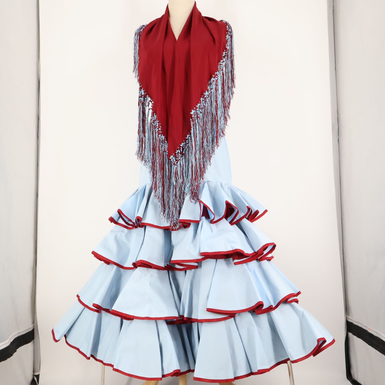 美品 フラメンコ衣装】ブルー trajes sevillanos ワンピース ドレス