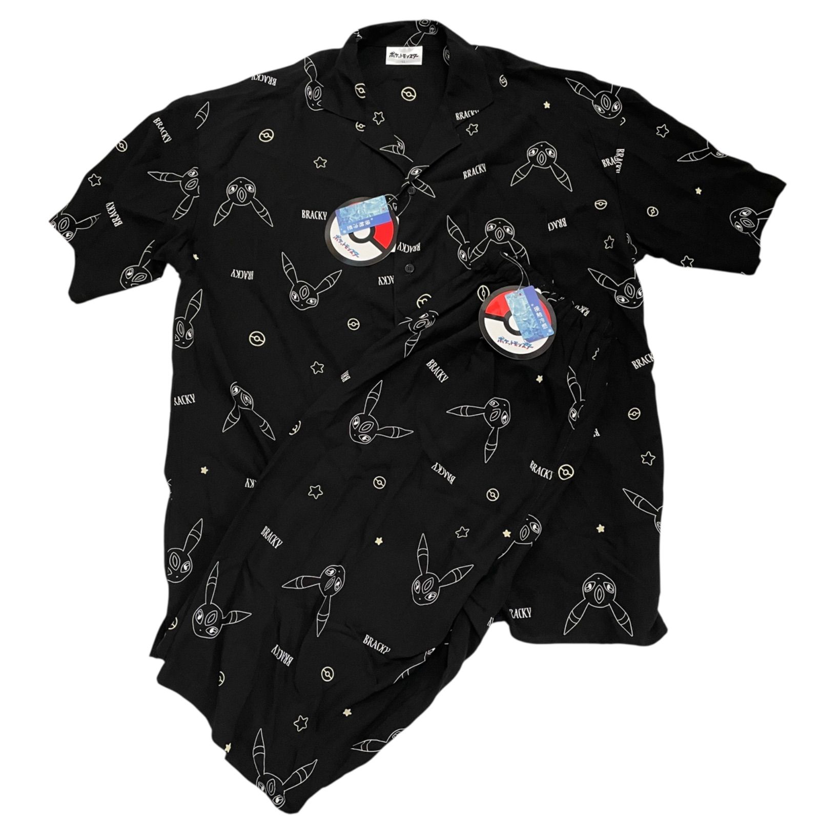 新品】ポケモン ブラッキー 半袖シャツ アロハシャツ 上下セット
