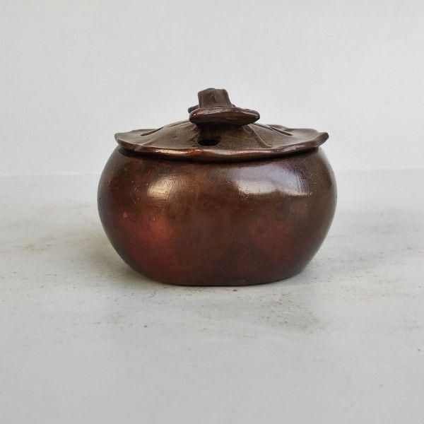 銅器 薫香炉 菱形漁網紋帯蓋香炉 香具 装飾品 工芸品 置物 銅器 薫香炉