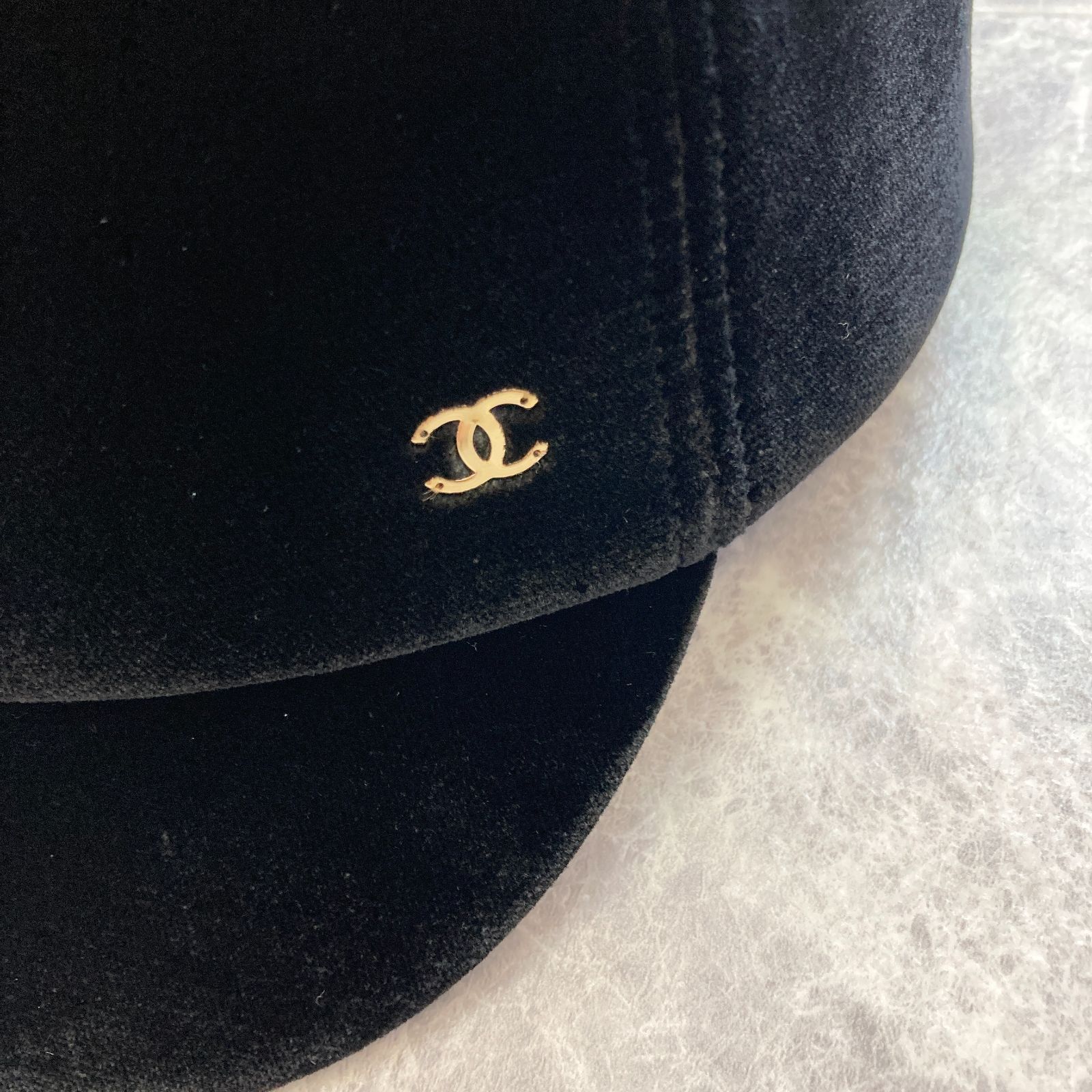 ◇美品◇ CHANEL シャネル ココマーク ベロア キャスケット M ブラック