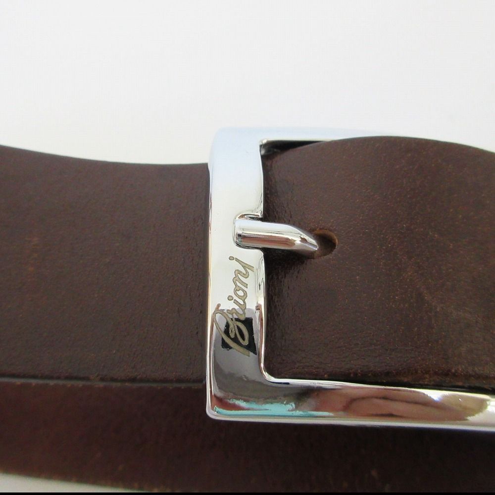 Brioni ブリオーニ レザーベルト シルバーバックル ブラウン