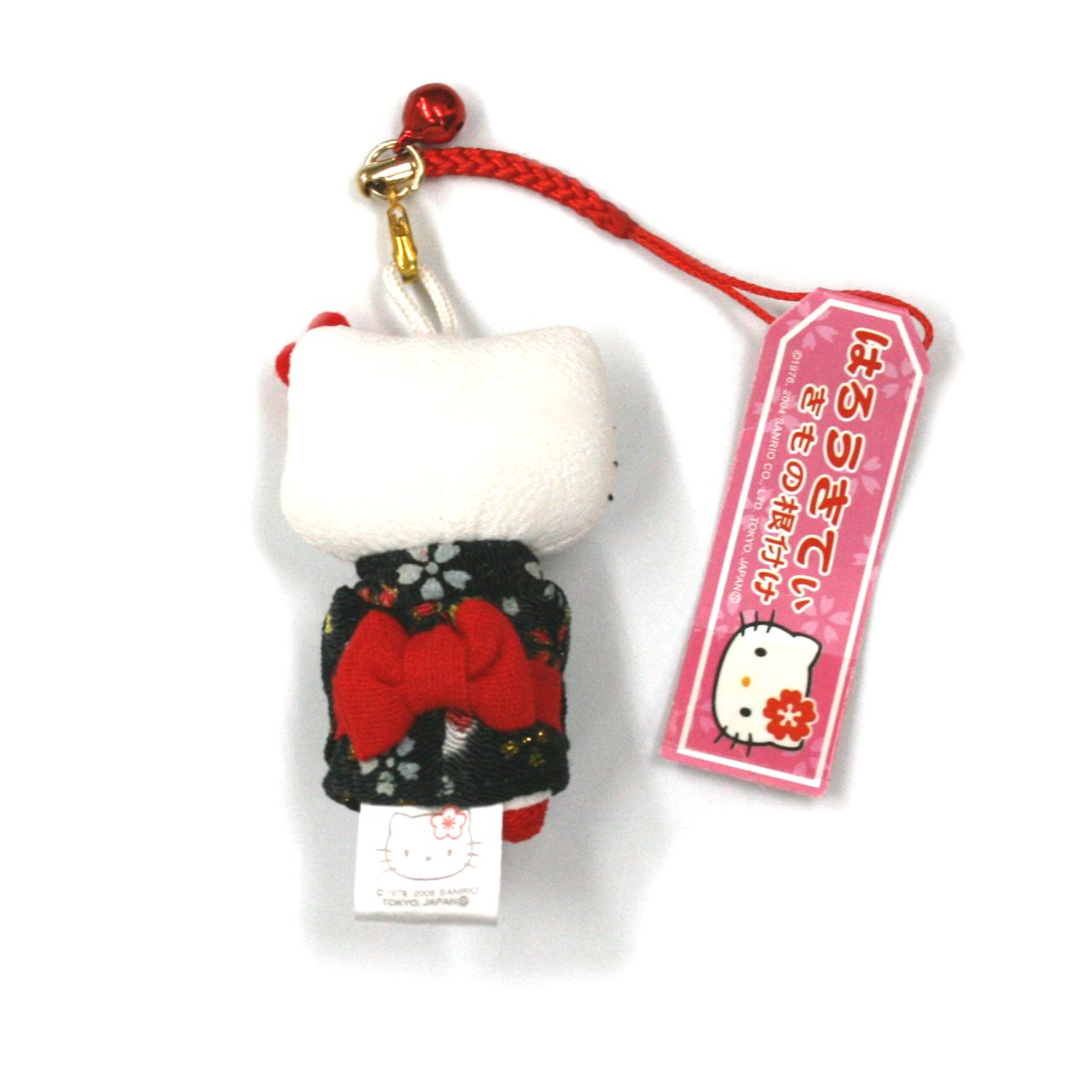 新品 ハローキティ きもの ストラップ 根付 ちりめん プレゼント 黒