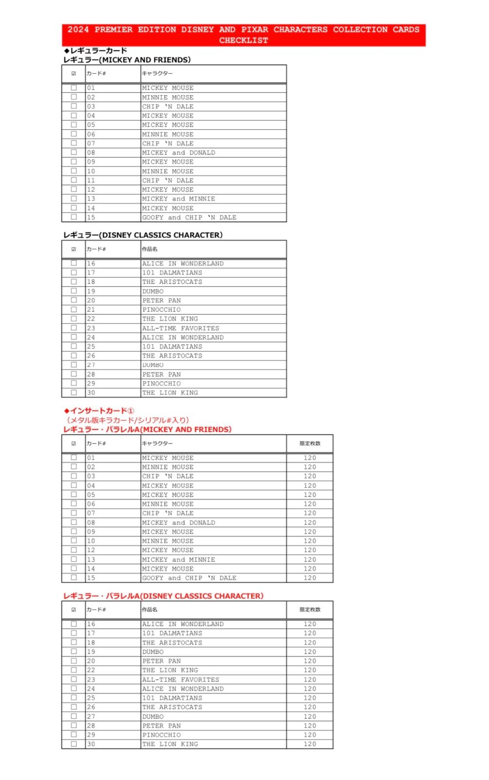 EPOCH 2024 PREMIER EDITION DISNEY AND PIXAR CHARACTERS