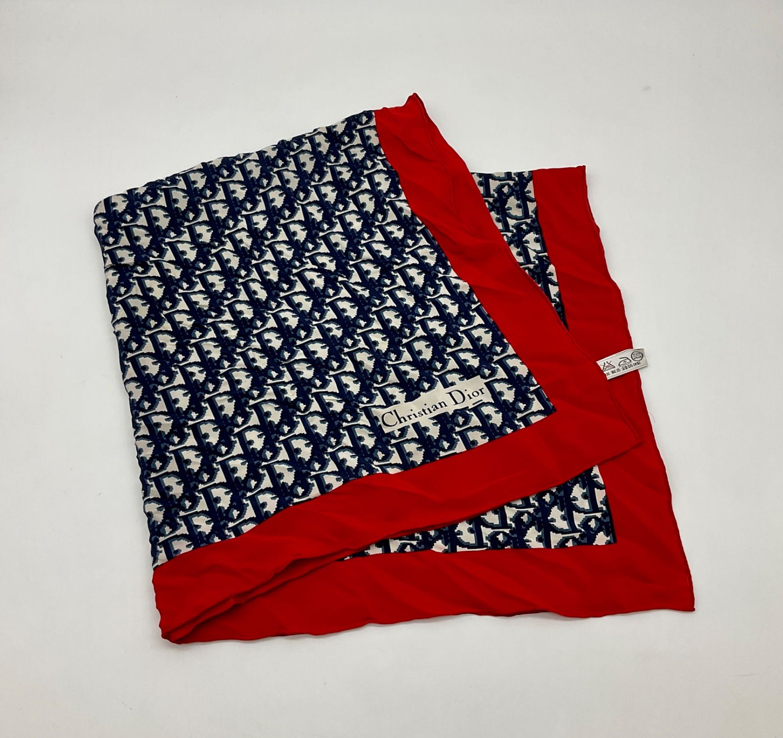 Christian Dior クリスチャンディオール スカーフ レッド/ネイビー