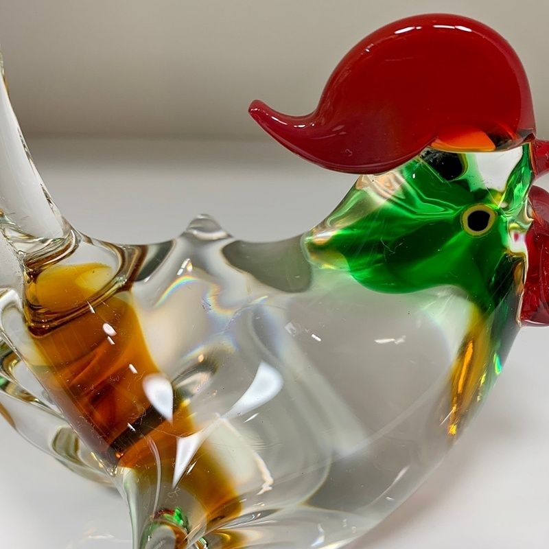 マルティグラス 鶏 雄雌 ガラス細工 硝子 日本製 インテリア 金彩