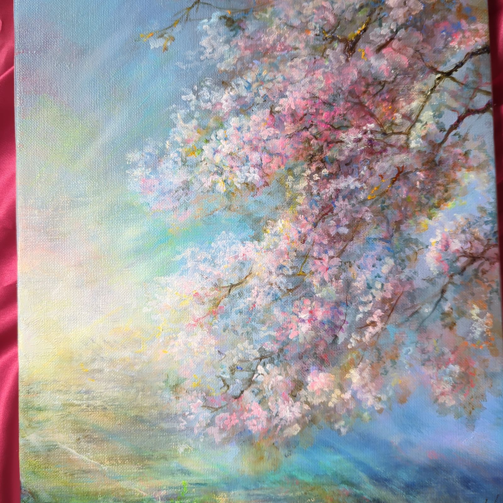 油絵 「奥日光」湯元 油彩画 絵画 F4 真作 風景画 アート 油絵 「奥