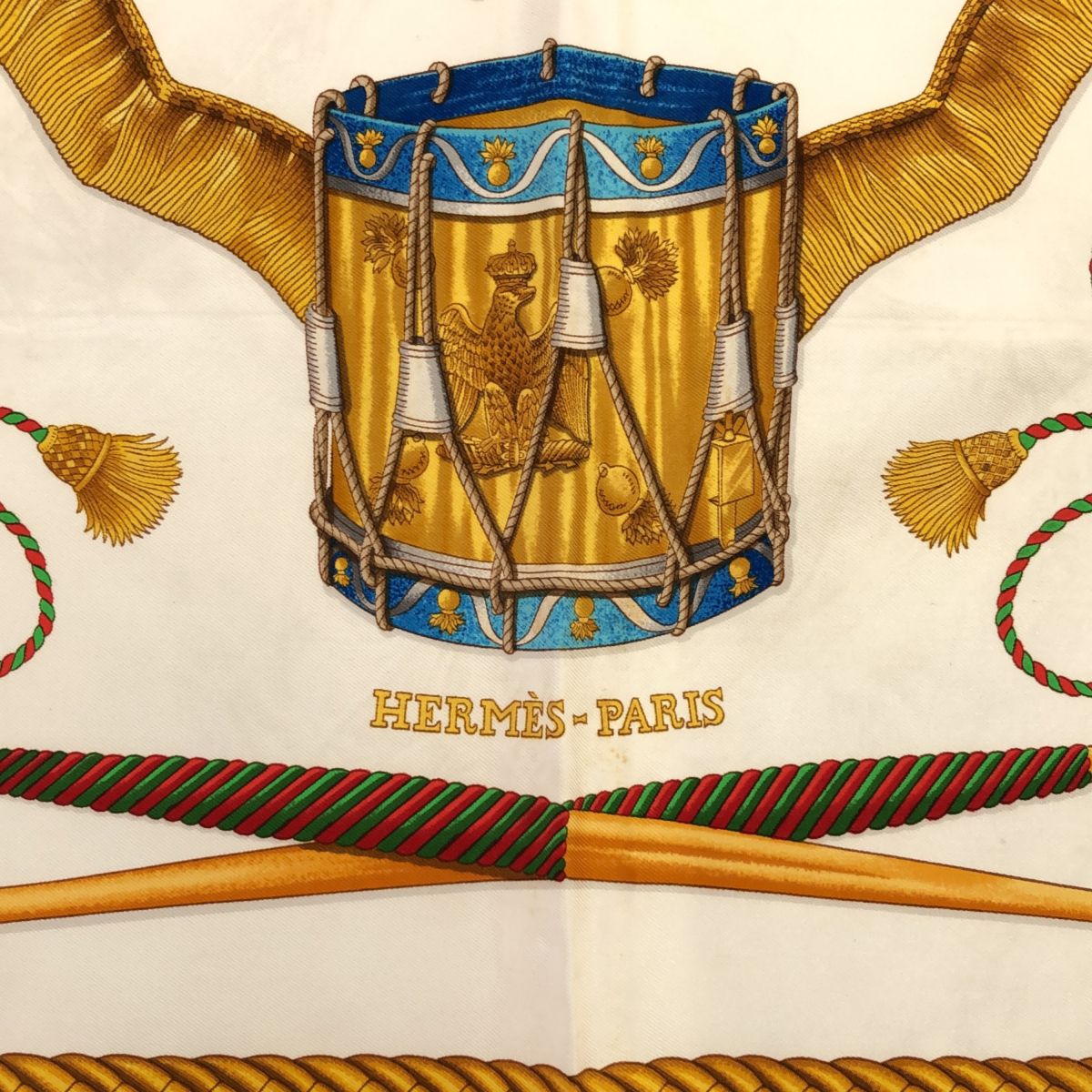 HERMES エルメス カレ90 LES TAMBOURS タンブールの太鼓 シルク