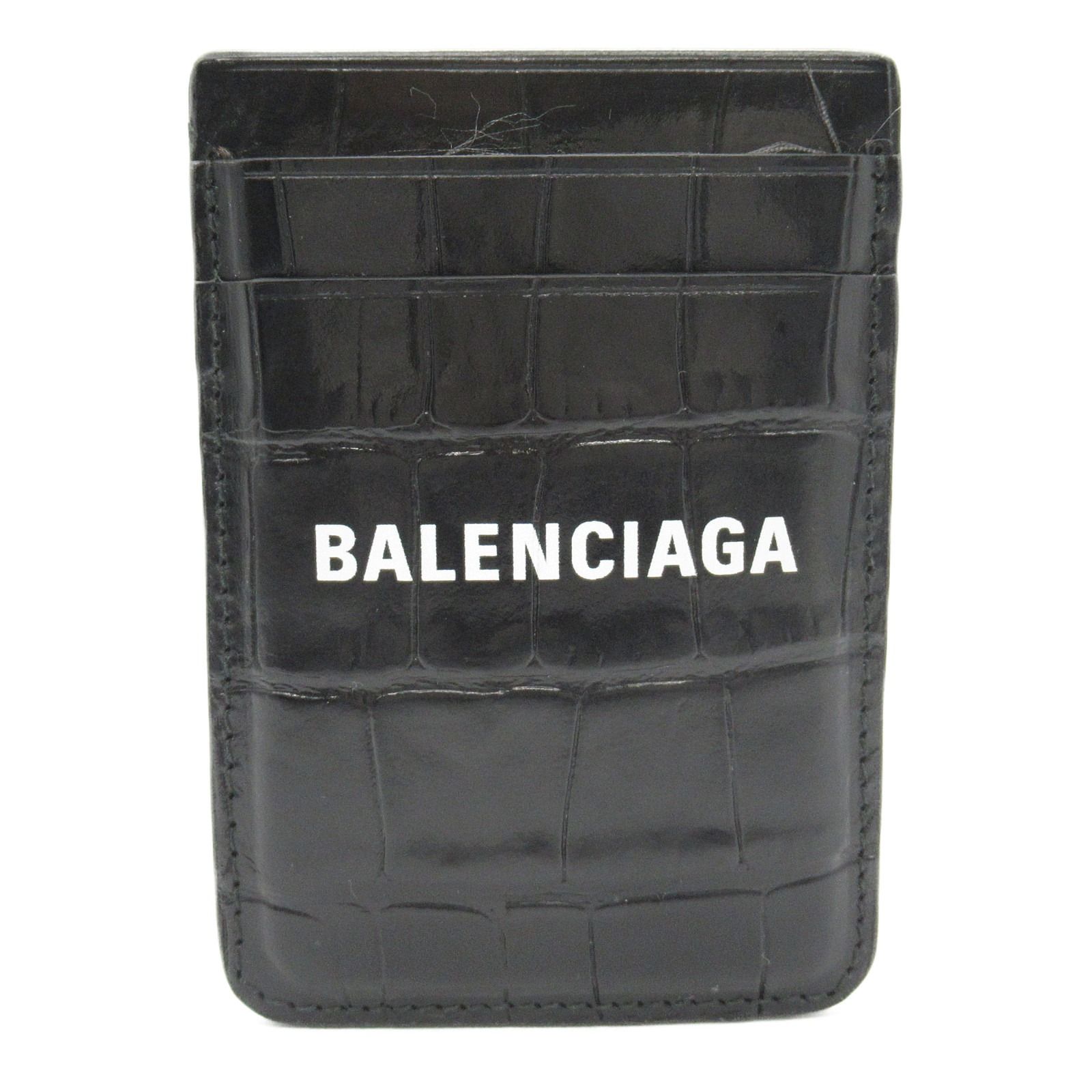 BALENCIAGA ブラック レザー カードケース マグネット 【公式通販】