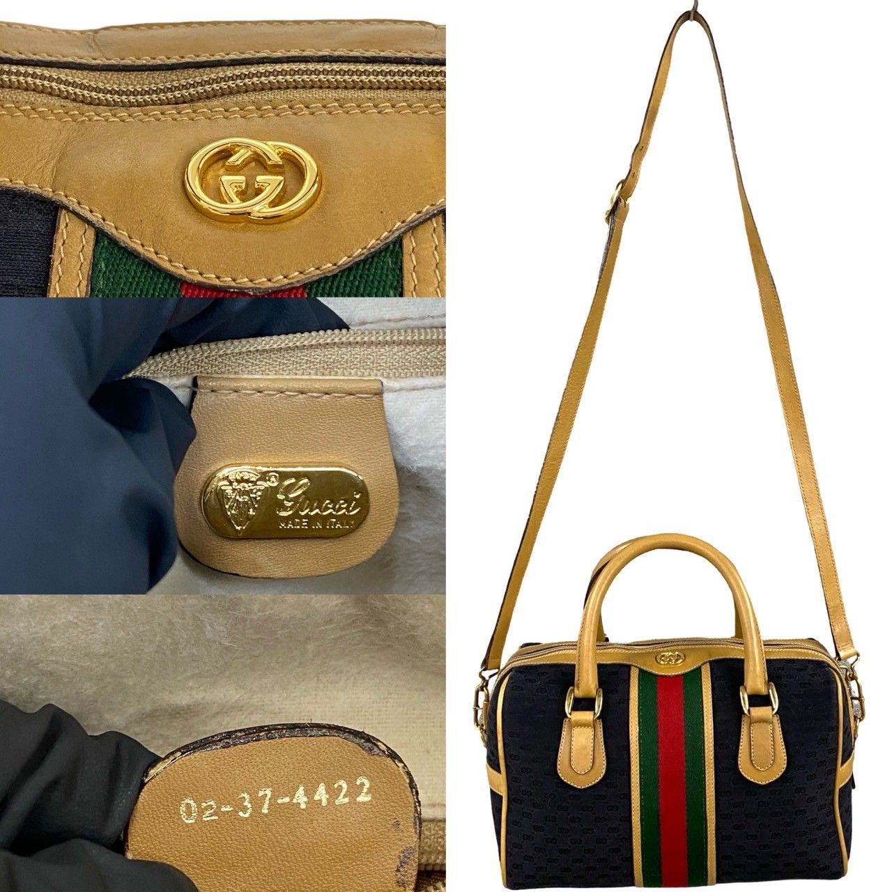 極 美品 GUCCI グッチ オールドグッチ シェリーライン マイクロ GG