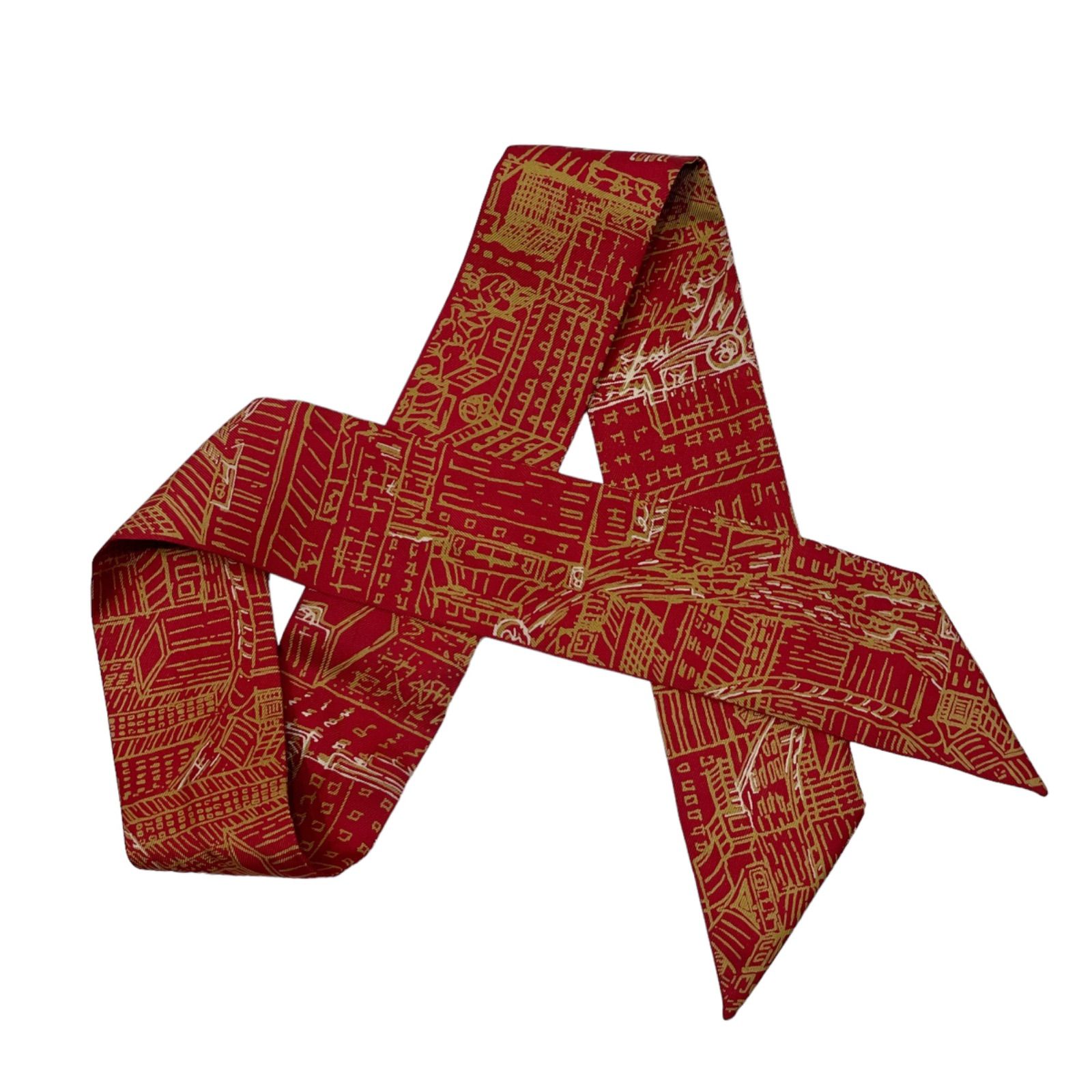 HERMES Twilly L'AIR DE GINZA エルメス ツイリー シルク100