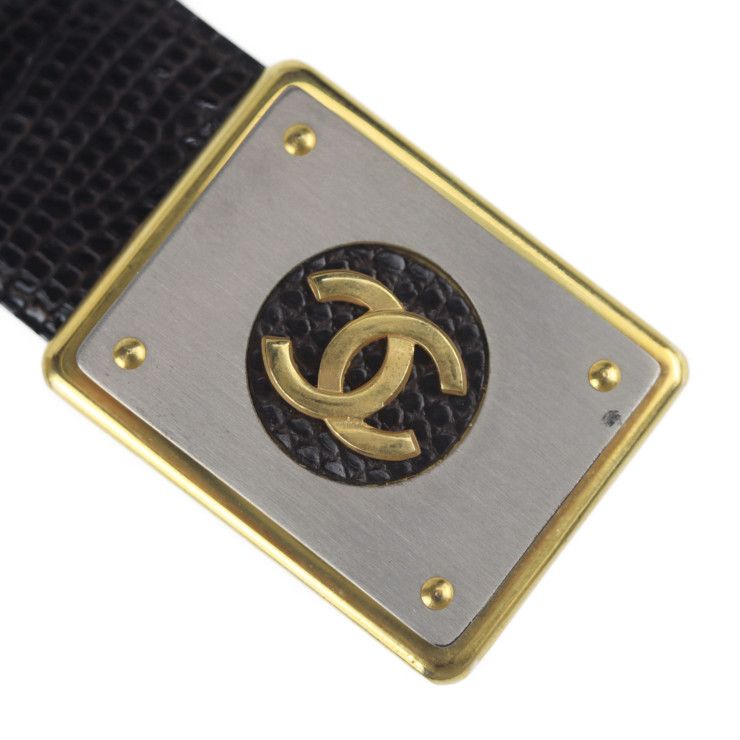 ⭐️美品⭐️ シャネル ココマーク ロゴ リザード ベルト ブラック