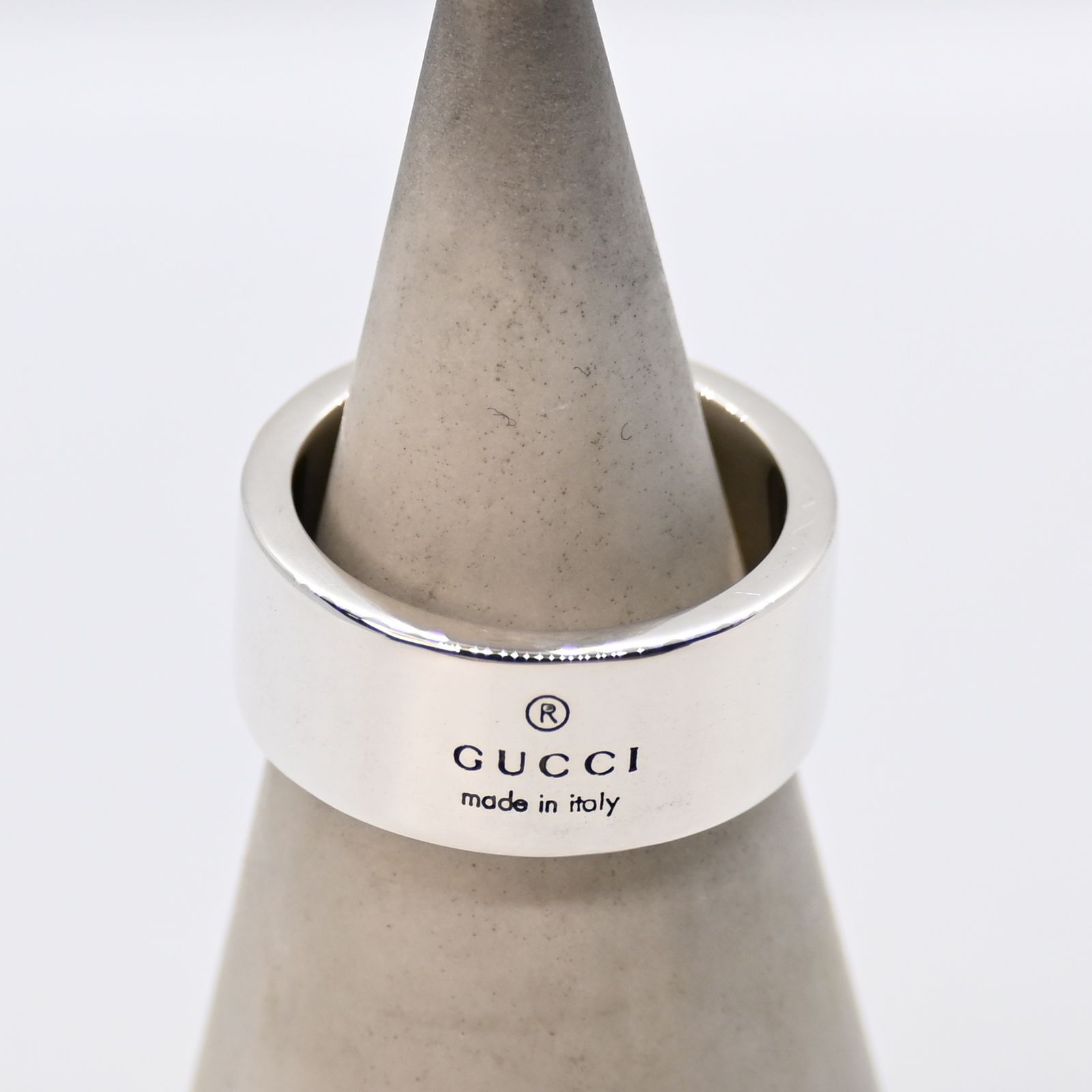 研磨済】GUCCI ロゴ プレーン シルバー リング 10号 Ag925 ピンキー