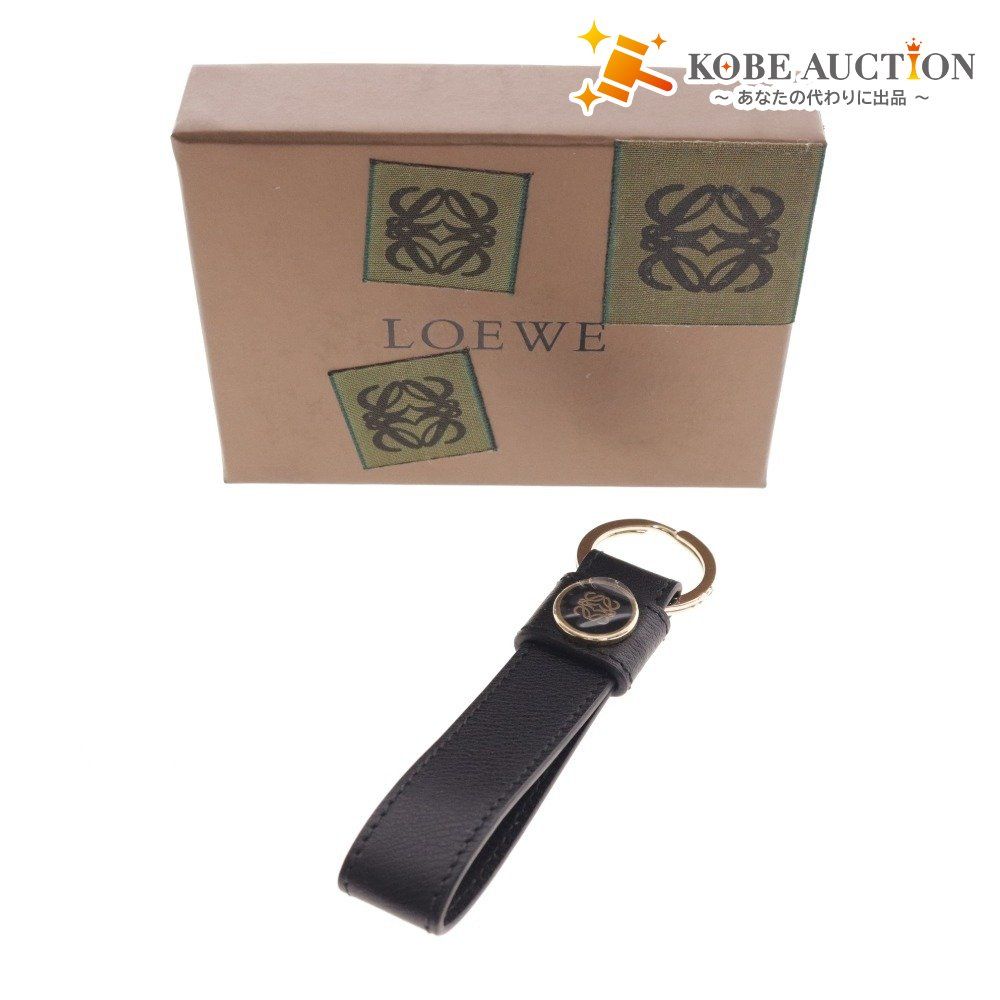□ ロエベ キーリング キーホルダー チャーム アナグラム レザー
