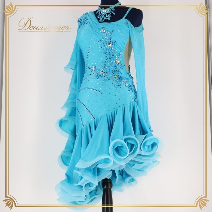 ターコイズ社交ダンスドレス ターコイズ社交ダンスドレス 社交ダンス