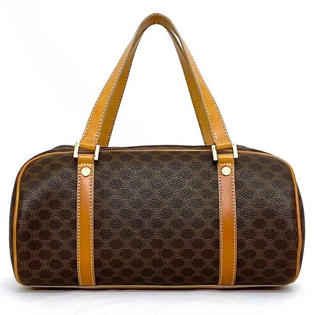 セリーヌ ミニ ボストンバッグ ブラウン ベージュ マカダム CE00/12