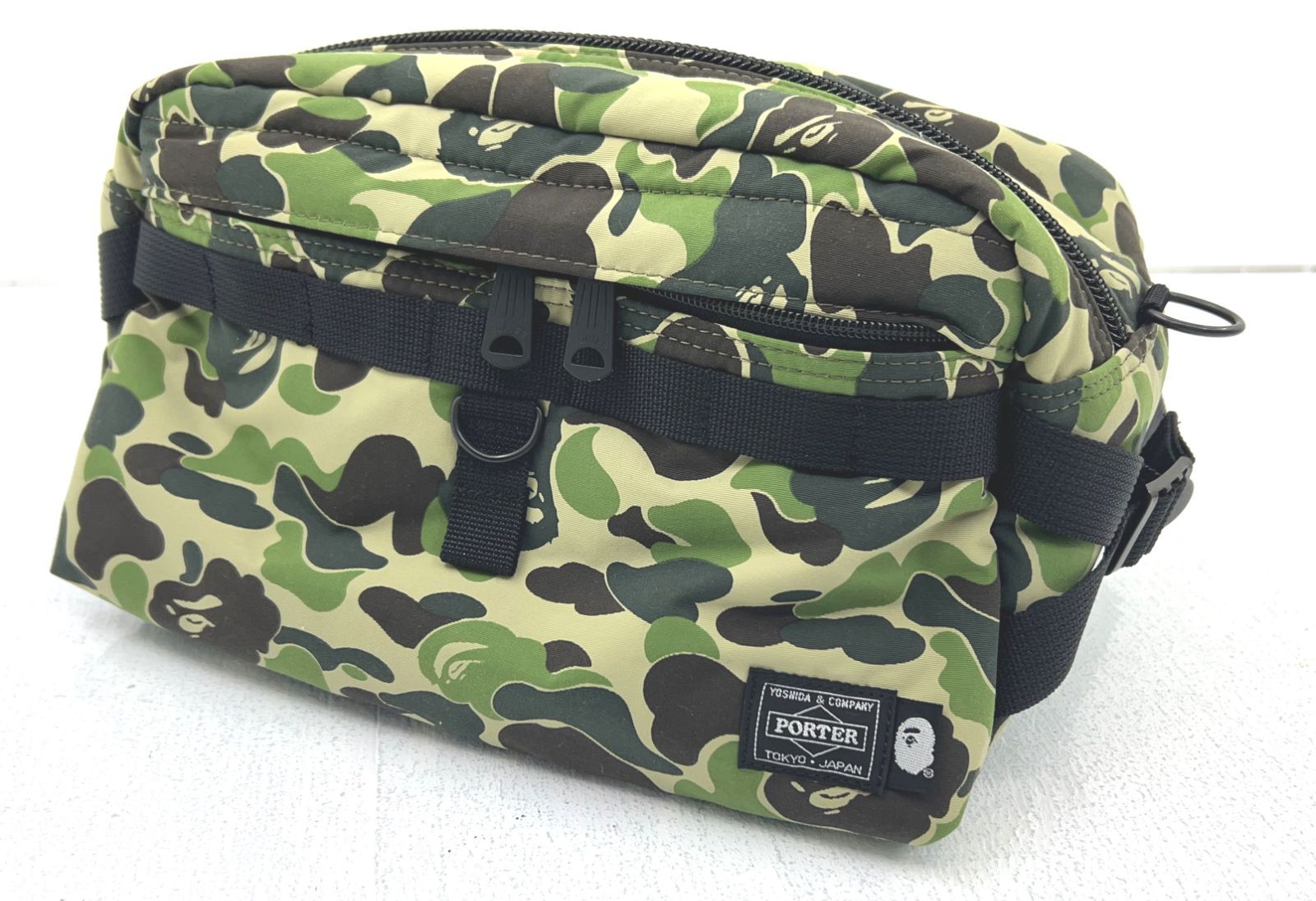 盛岡79-0046】A BATHING APE × PORTER BAPE ウエストバッグ カモフラ柄