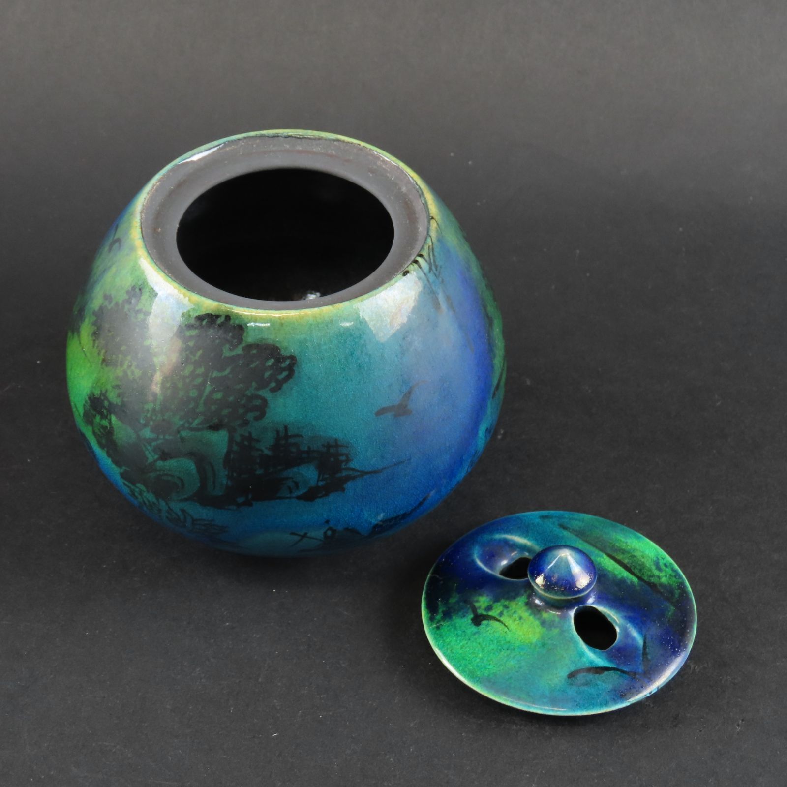 00s75 加藤丈尋 真作保証 有名作家 京焼 清水焼 香炉 香爐 京三彩山水