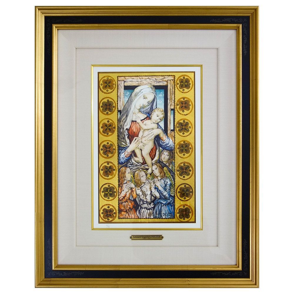 藤田嗣治 「聖母子」 ミクストメディア 版画 額付き 限定35部 【真作