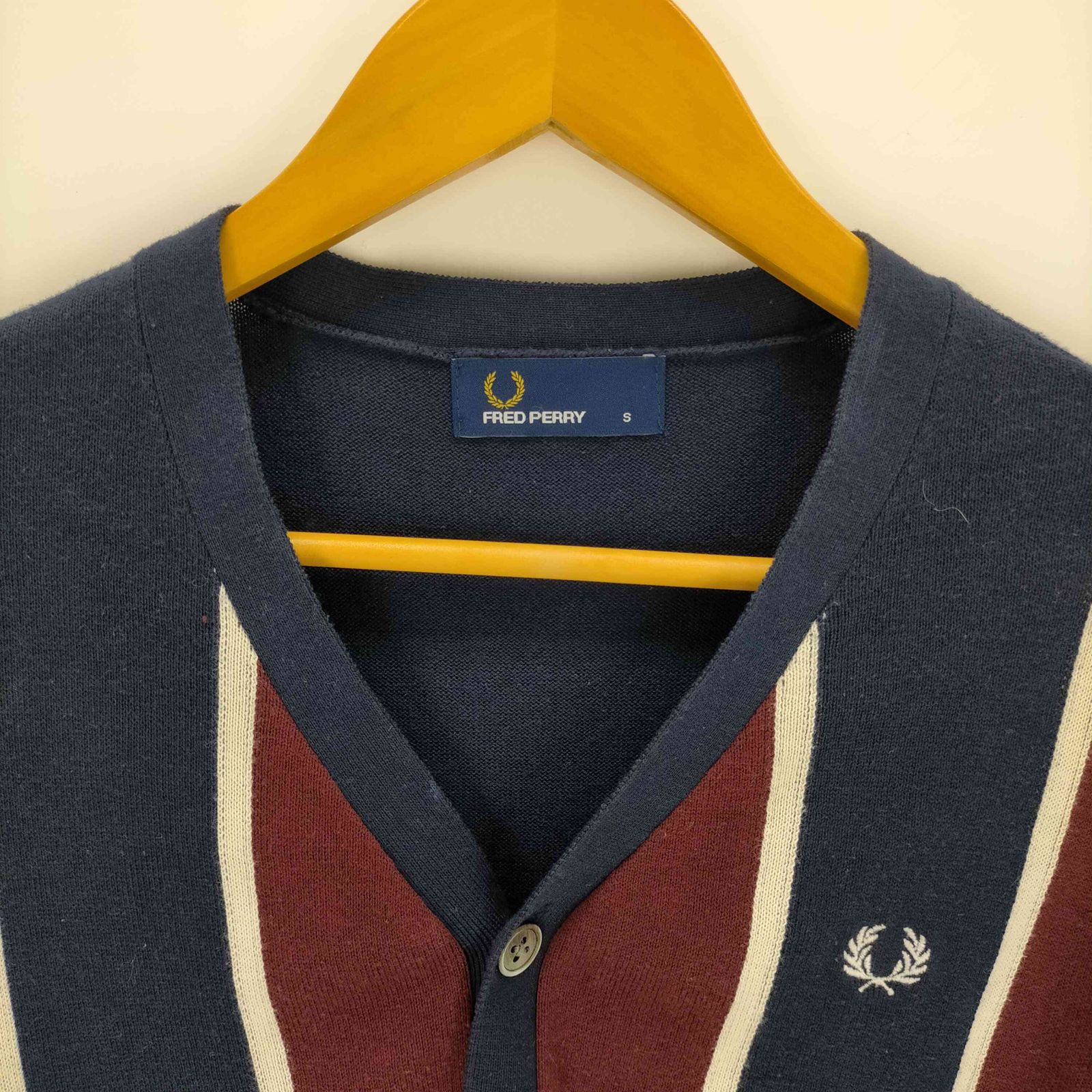 フレッドペリー FRED PERRY ロゴ刺繍 ストライプカーディガン メンズ