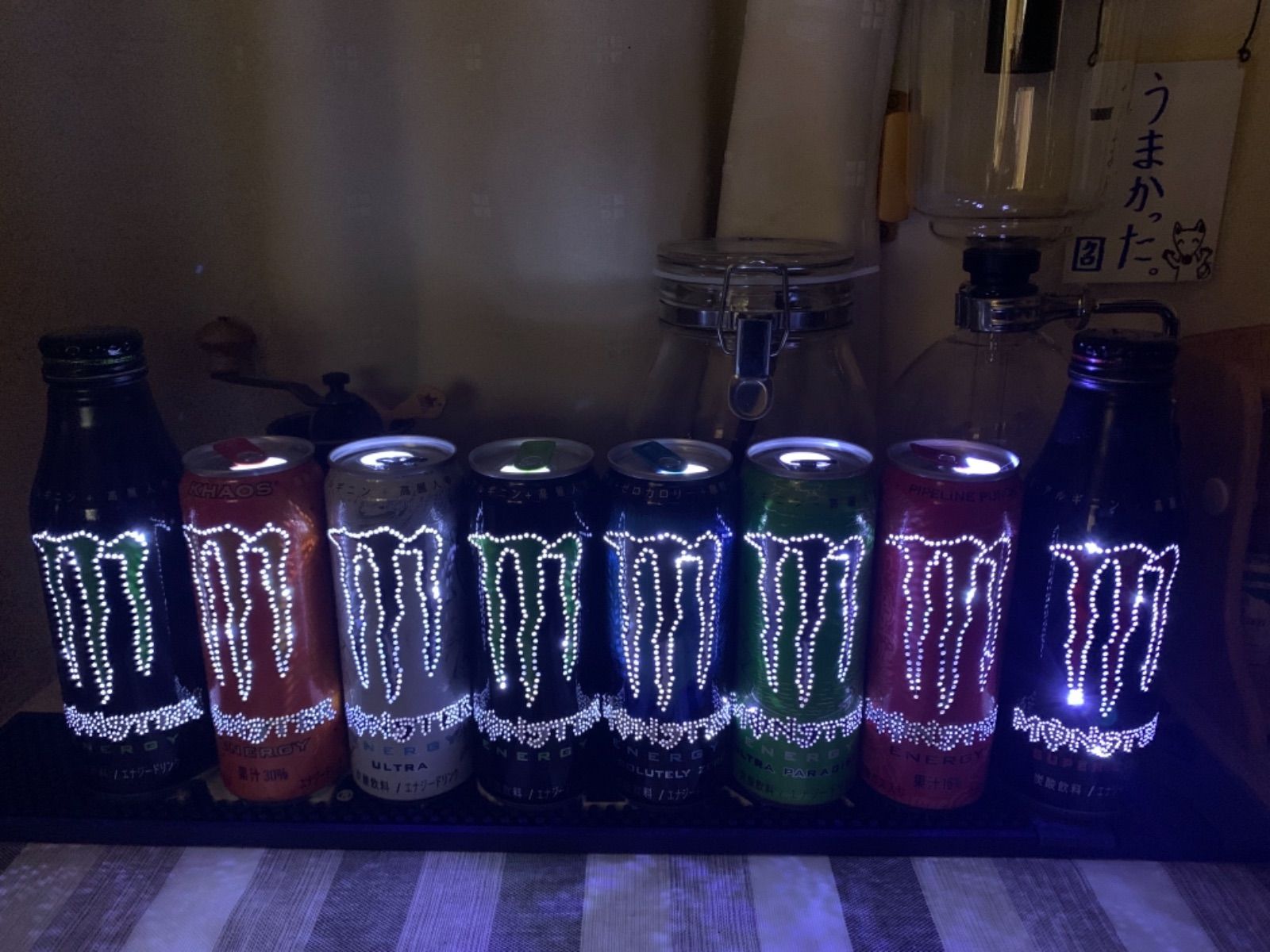 モンスター空き缶 インテリアライト キャンプ パーティーに - メルカリ