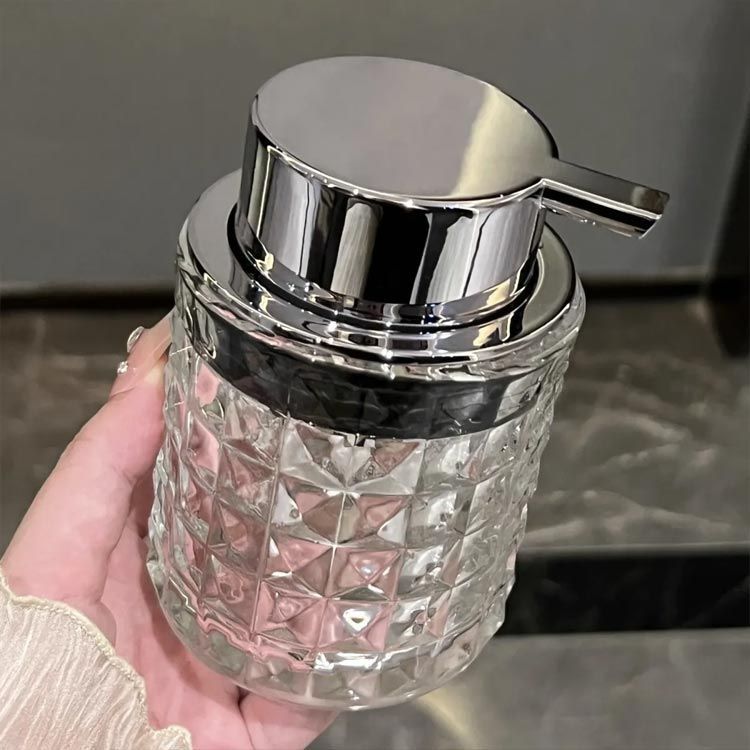 ソープディスペンサー 泡 ガラス製 透明 ハンドソープ ディスペンサー