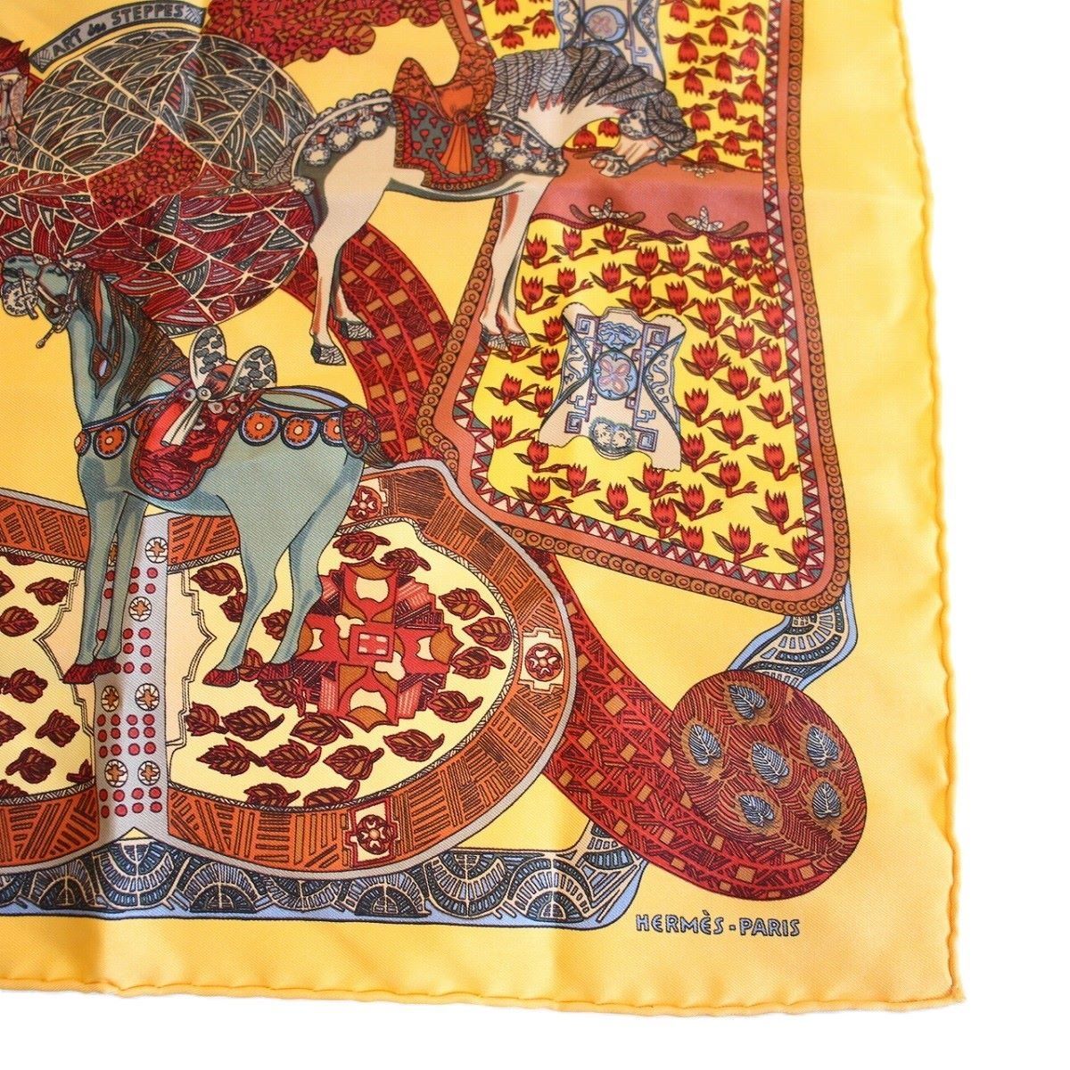 HERMES エルメス カレ 45 ガヴロッシュ スカーフ ステップ美術 シルク