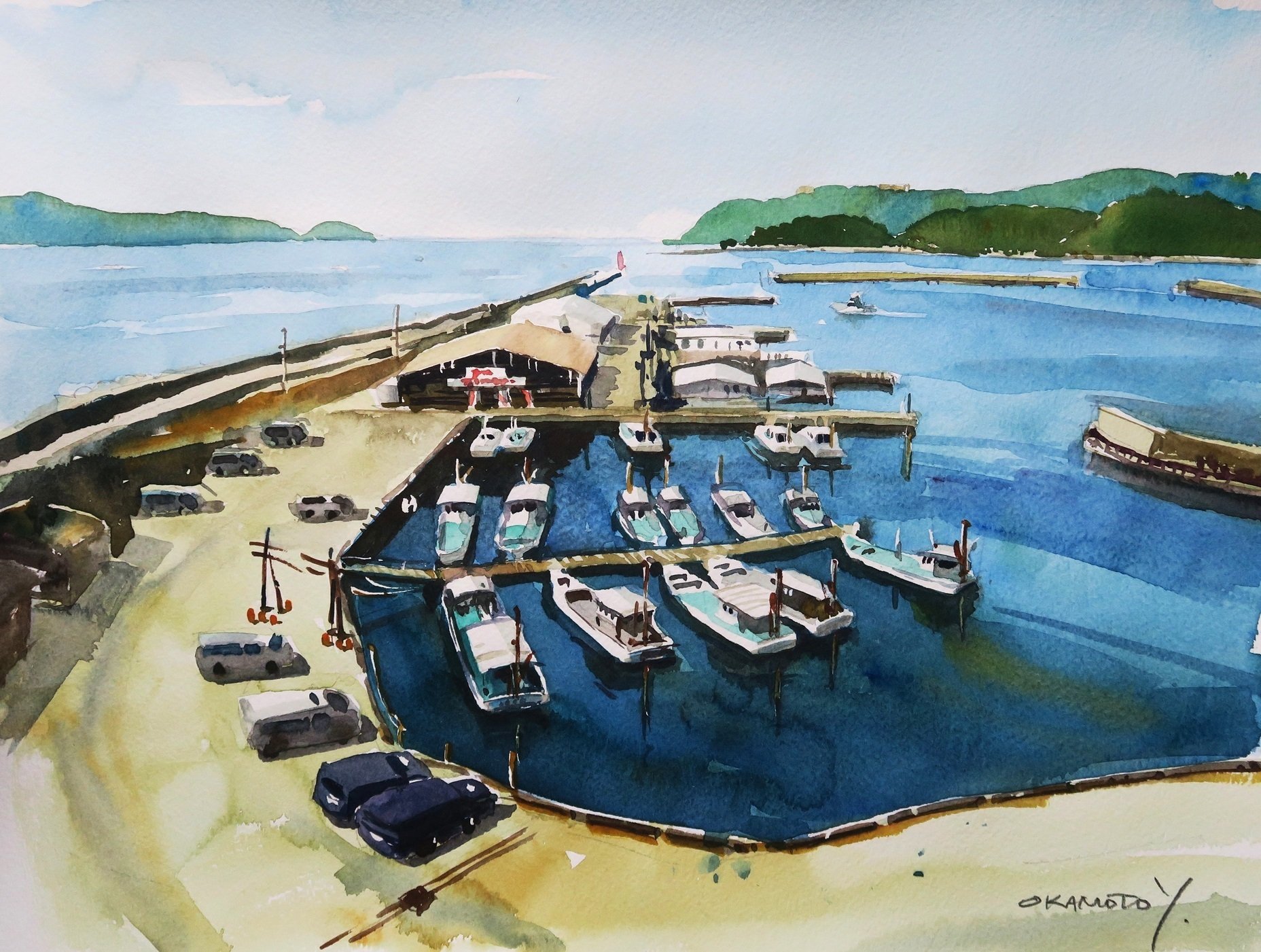 加太漁港/海辺の水彩画｜海の音 - umi no oto - by FURUNO