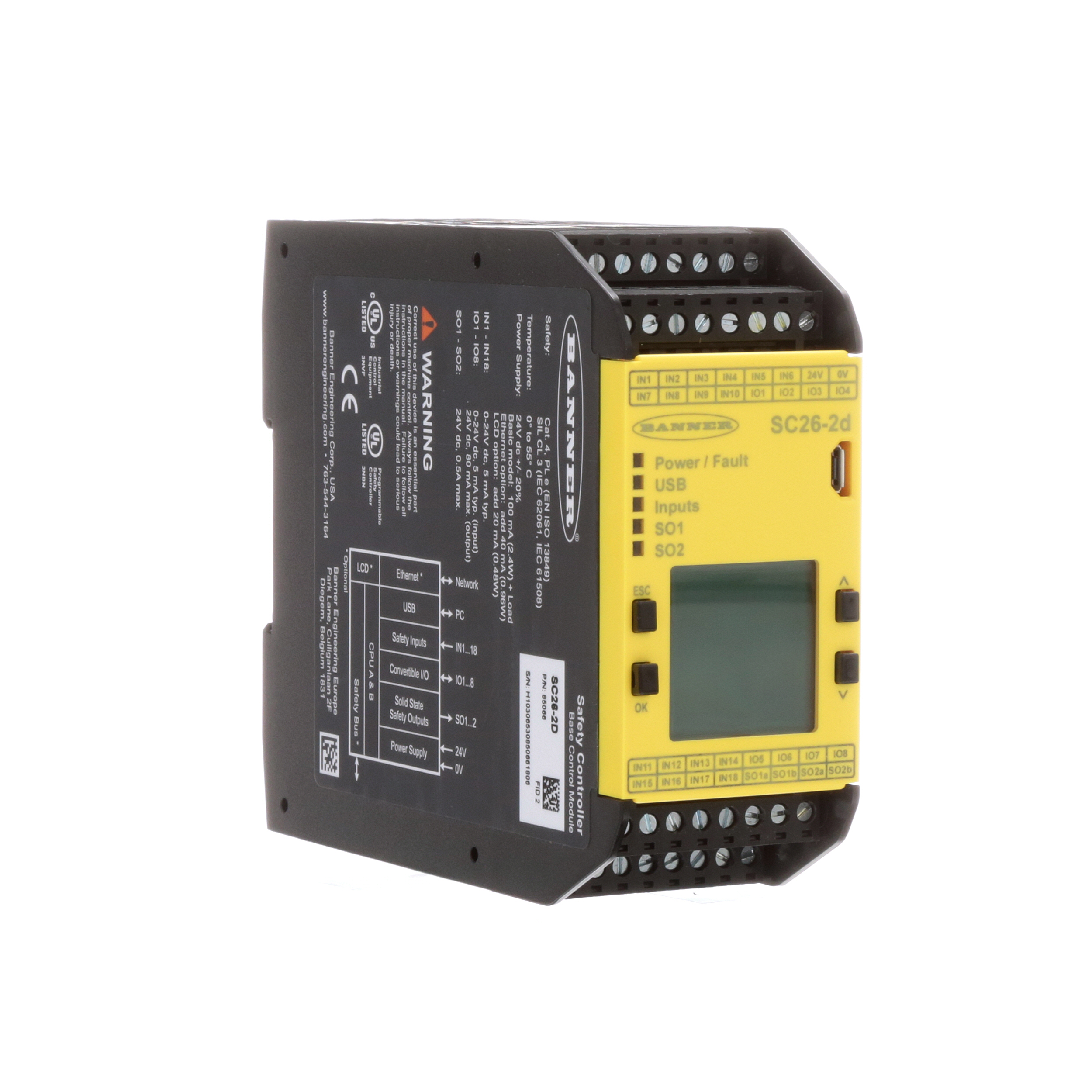 Banner Engineering XS26-2E Safety Controller, Expandable, 26