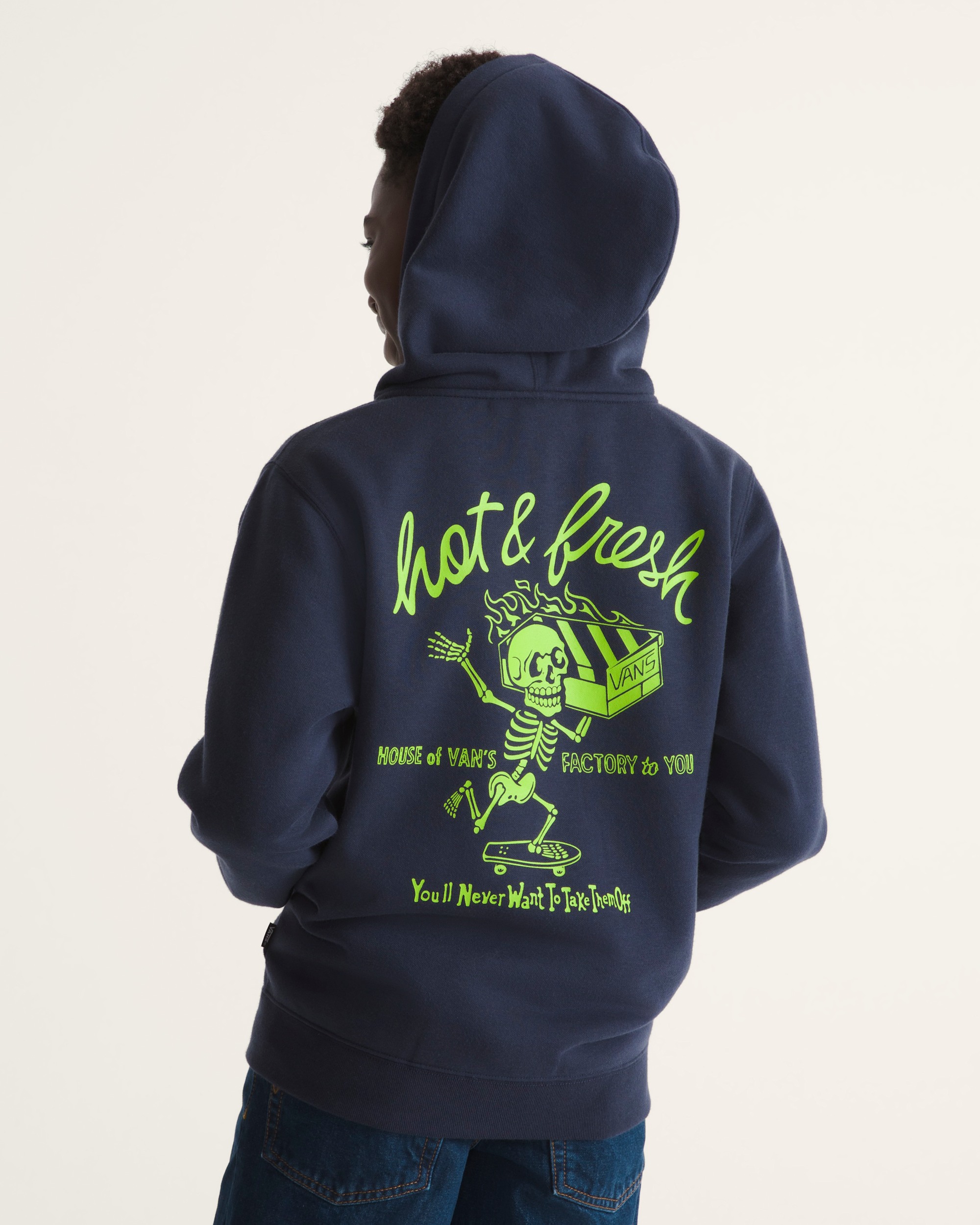 Kids Hot and Fresh Full Zip Sweatshirt in Parisian Night Blue | Vans