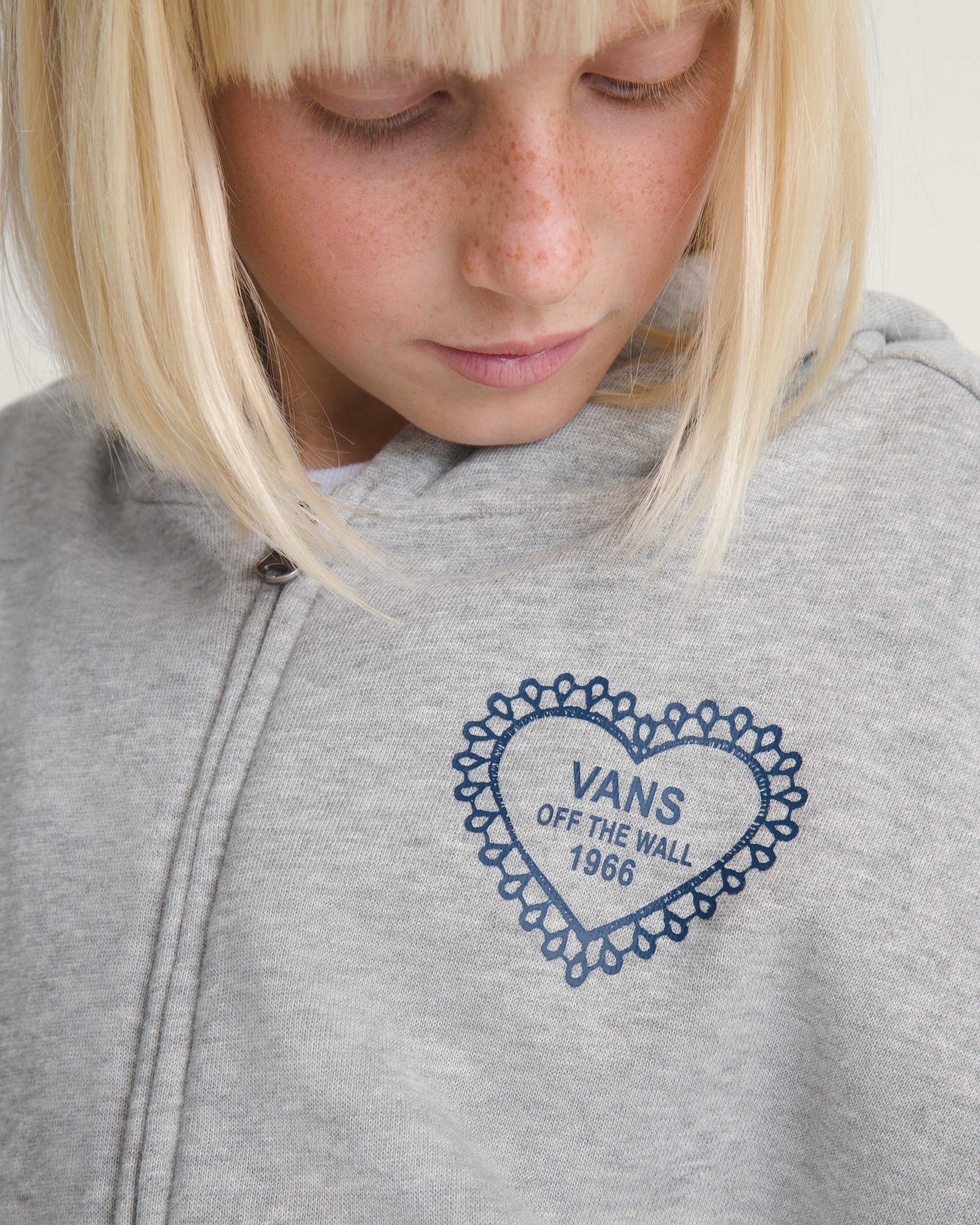 Kids Lacey Daze Retro Zip Hoodie en Cement Heather Grey | Vans CA