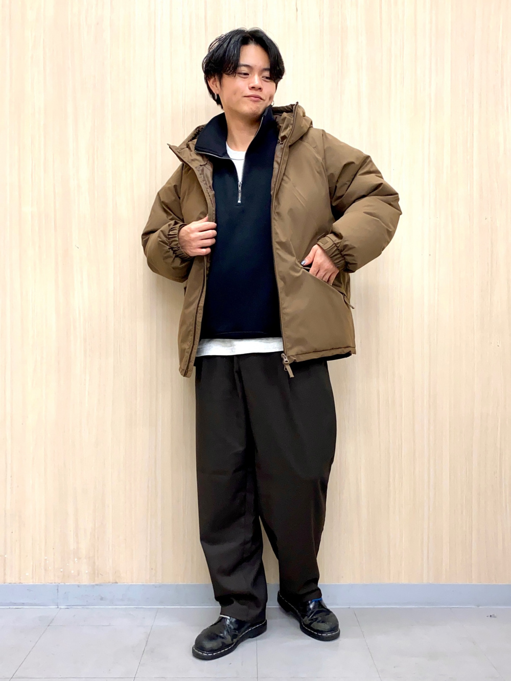 ヘビーウェイトスウェットハーフジッププルオーバー、パデッドシェル