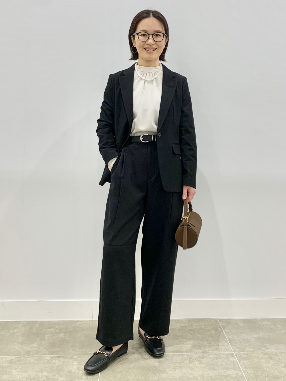 スタンドカラーブラウスZ、ワイドテーパードアンクルパンツZ