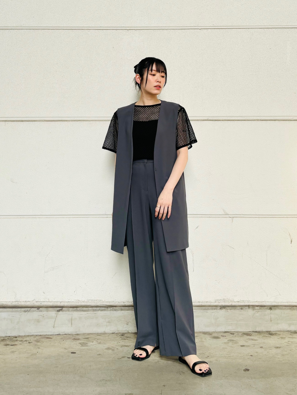 2024年モデル ハイストレッチトリコットスリットストレートパンツ