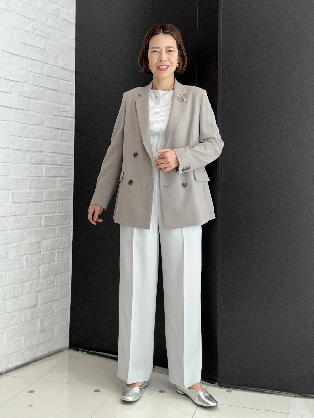 トリアセブレンドダブルジャケット、トリアセブレンドテーパードパンツ